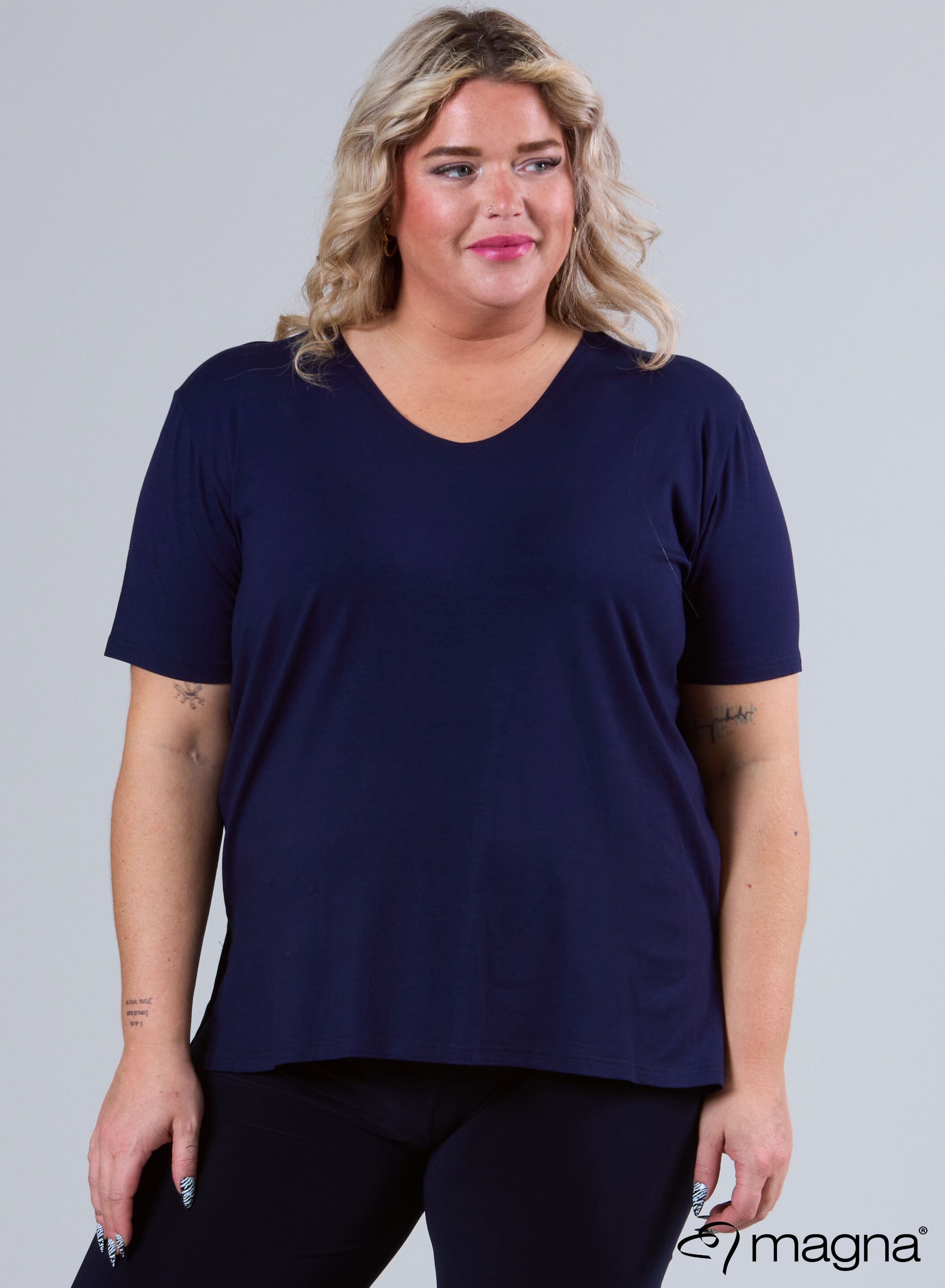 Magna Basic Viscose T-shirt Navy