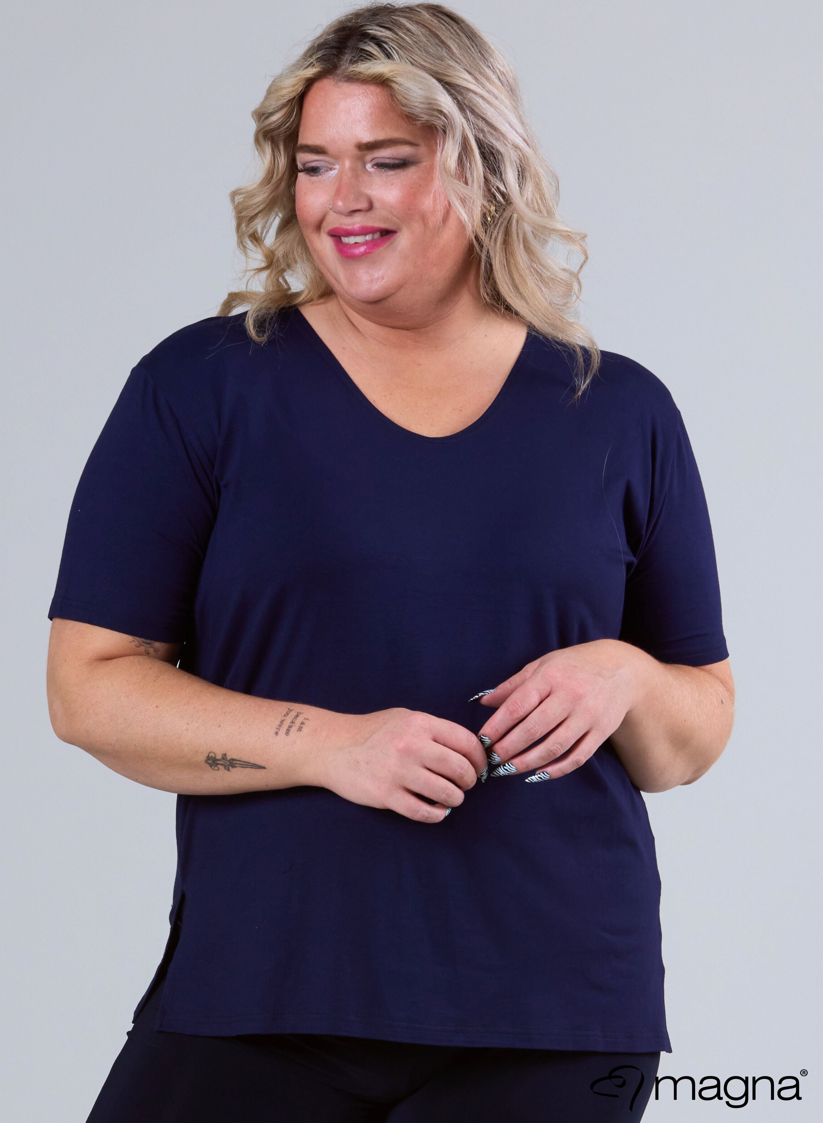 Magna Basic Viscose T-shirt Navy