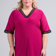 Magna Wide Lace Detail A-Line Shirt Magenta Square