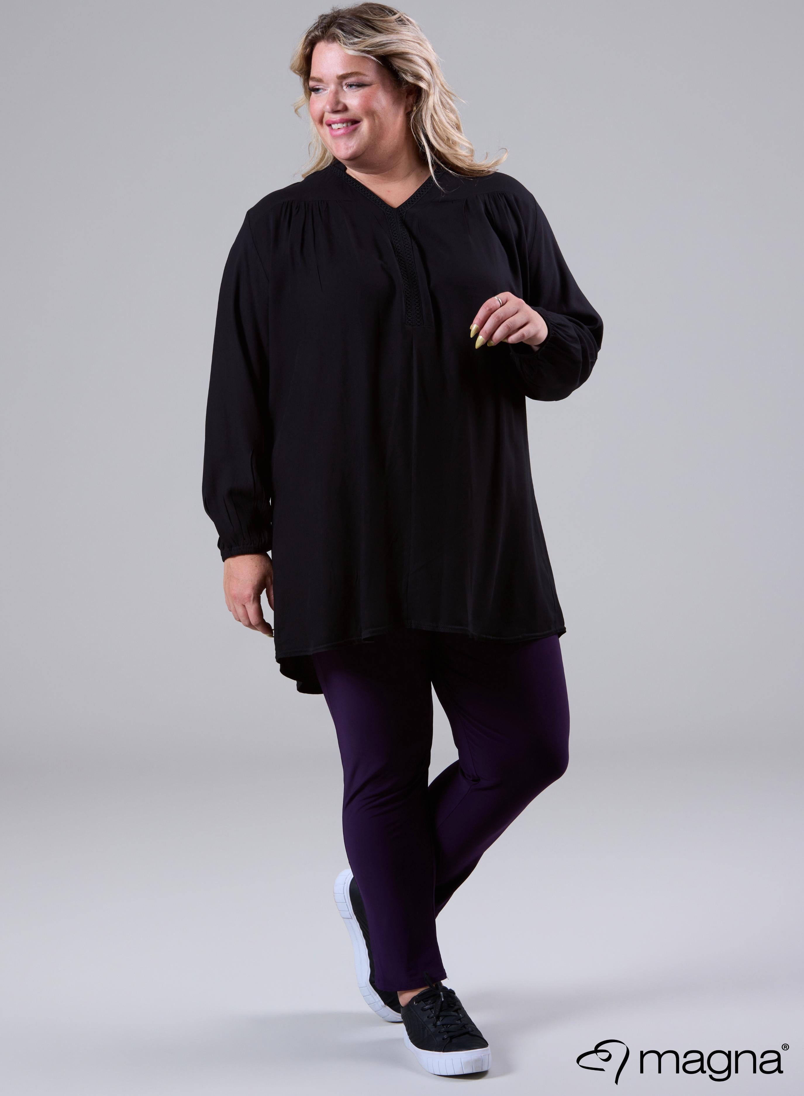 Magna Light Viscose Trim Blouse Black