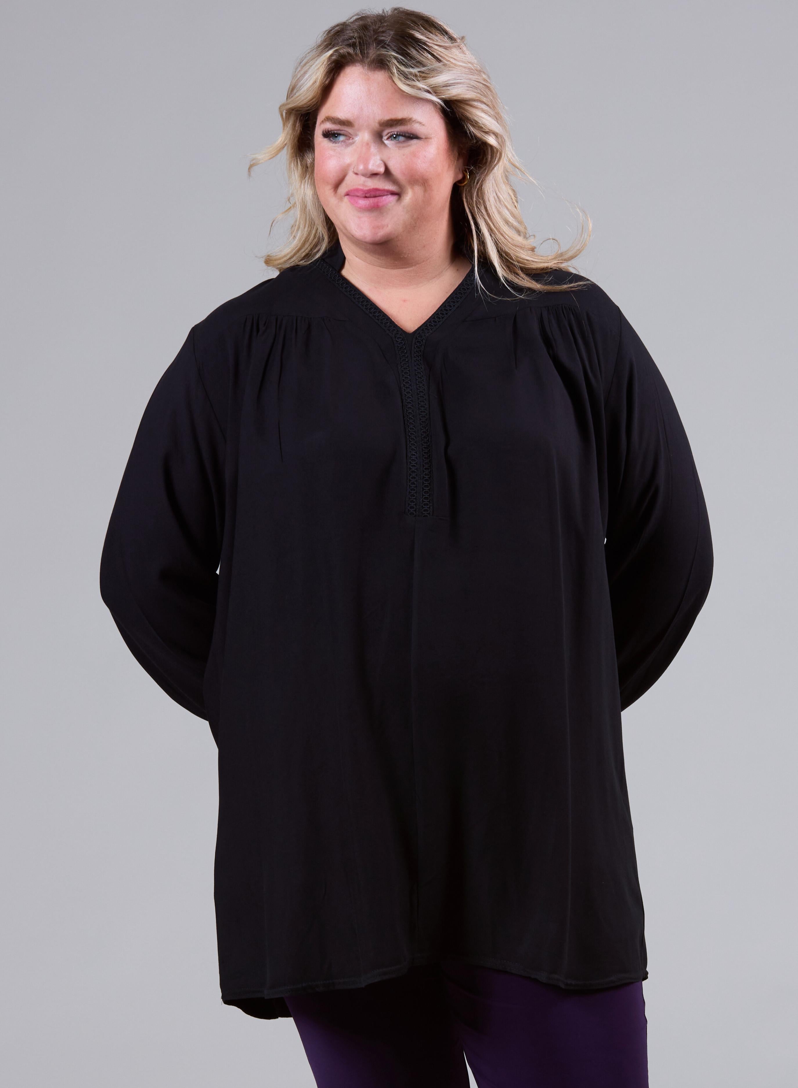 Magna Light Viscose Trim Blouse Black