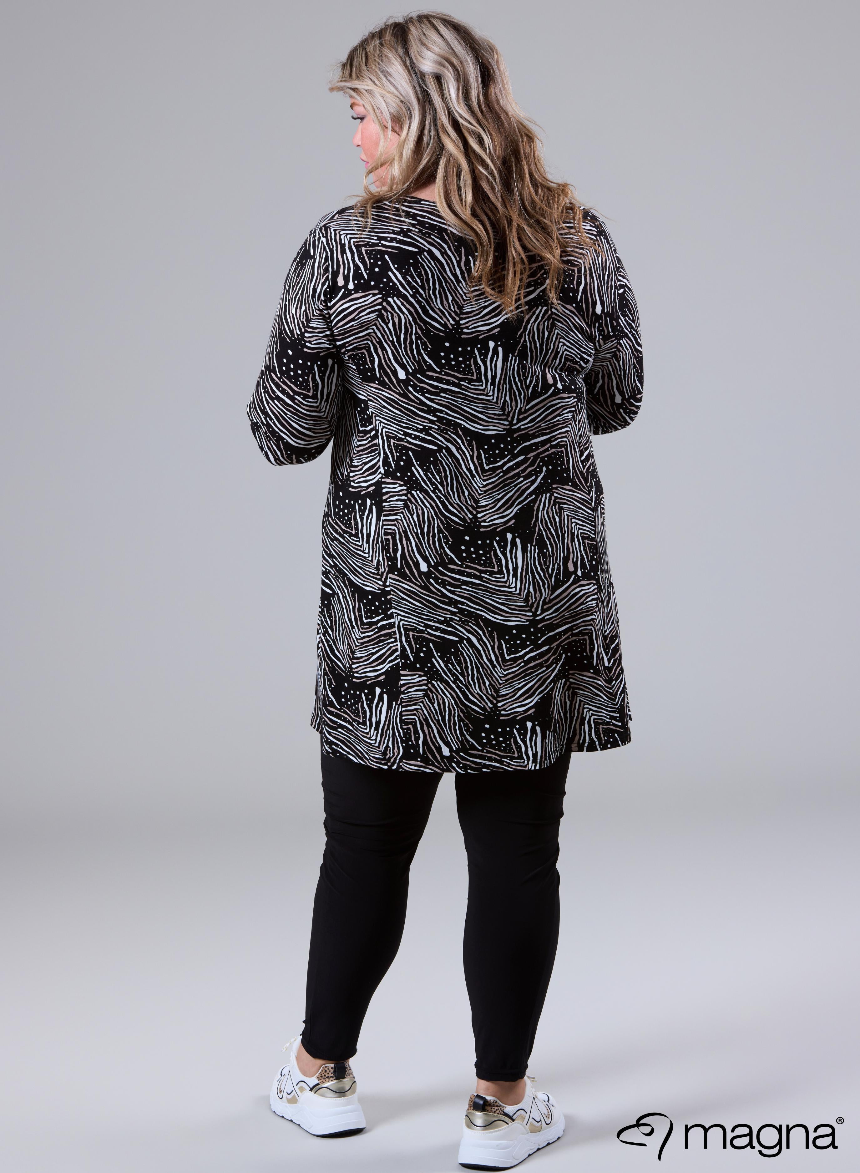 Magna A-line Long Shirt / Tunic Art Print Black