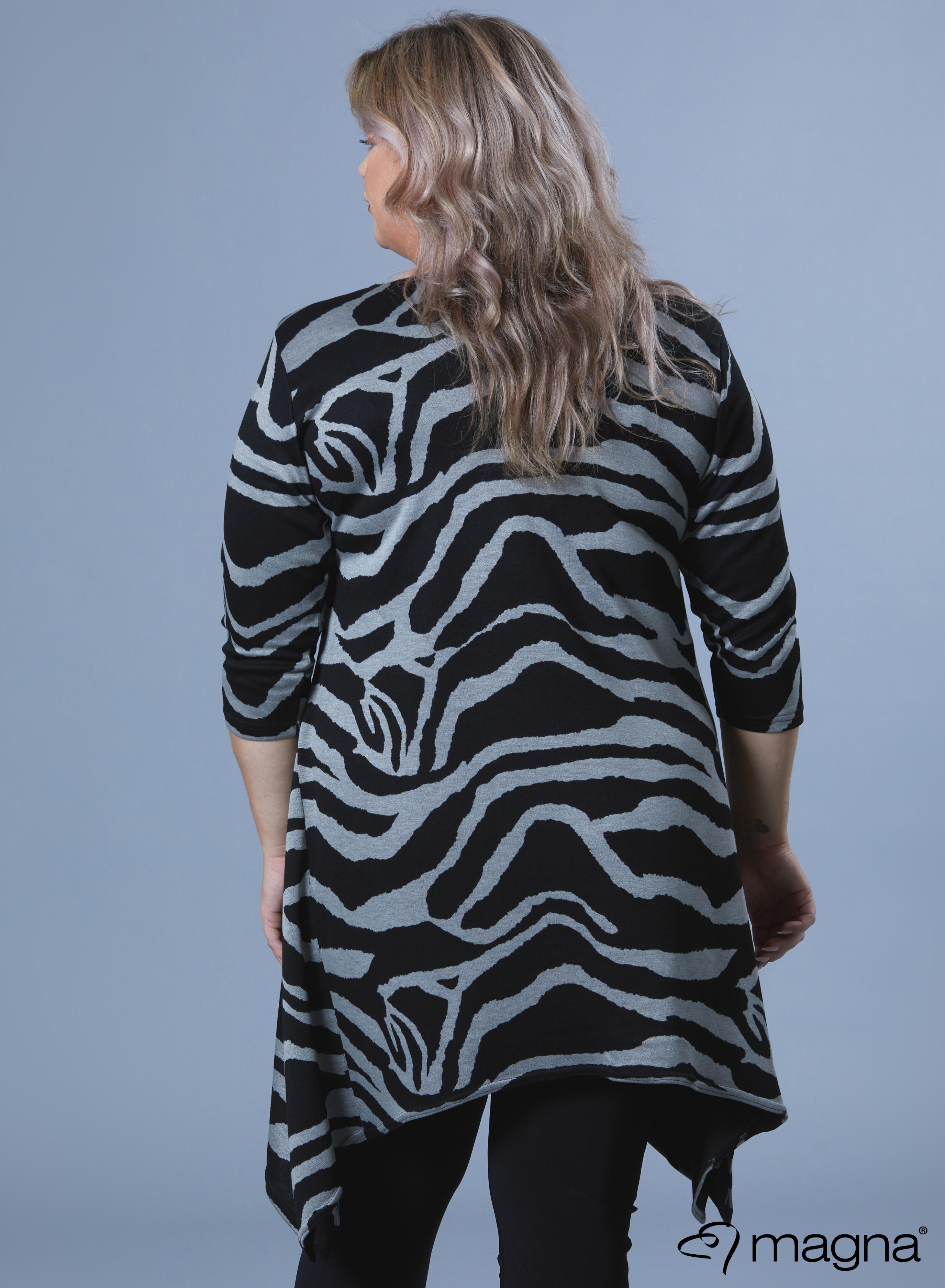 Magna Warm A-line Pointed Tunic Zebra Big Grey Print