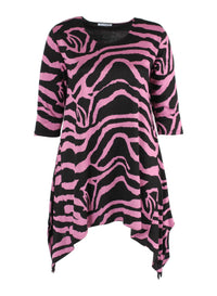 Magna Warm A-line Pointed Tunic Zebra Big Plum Print