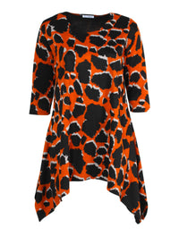 Magna Warm A-line Pointed Tunic Leopard Orange