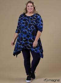 Magna Warm A-line Pointed Tunic Leopard Blue