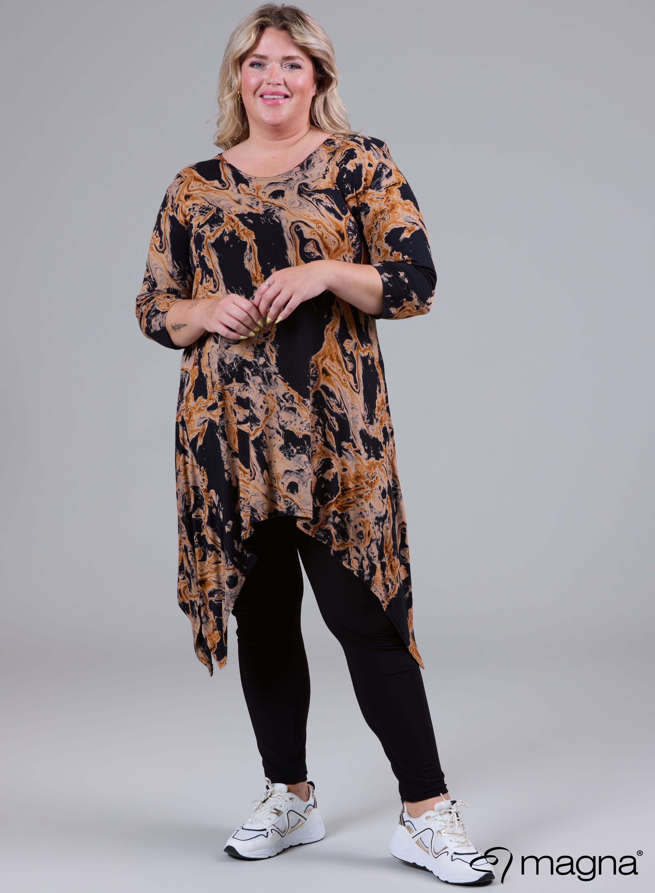 Magna A-line Pointed Tunic Splash Waves Rust