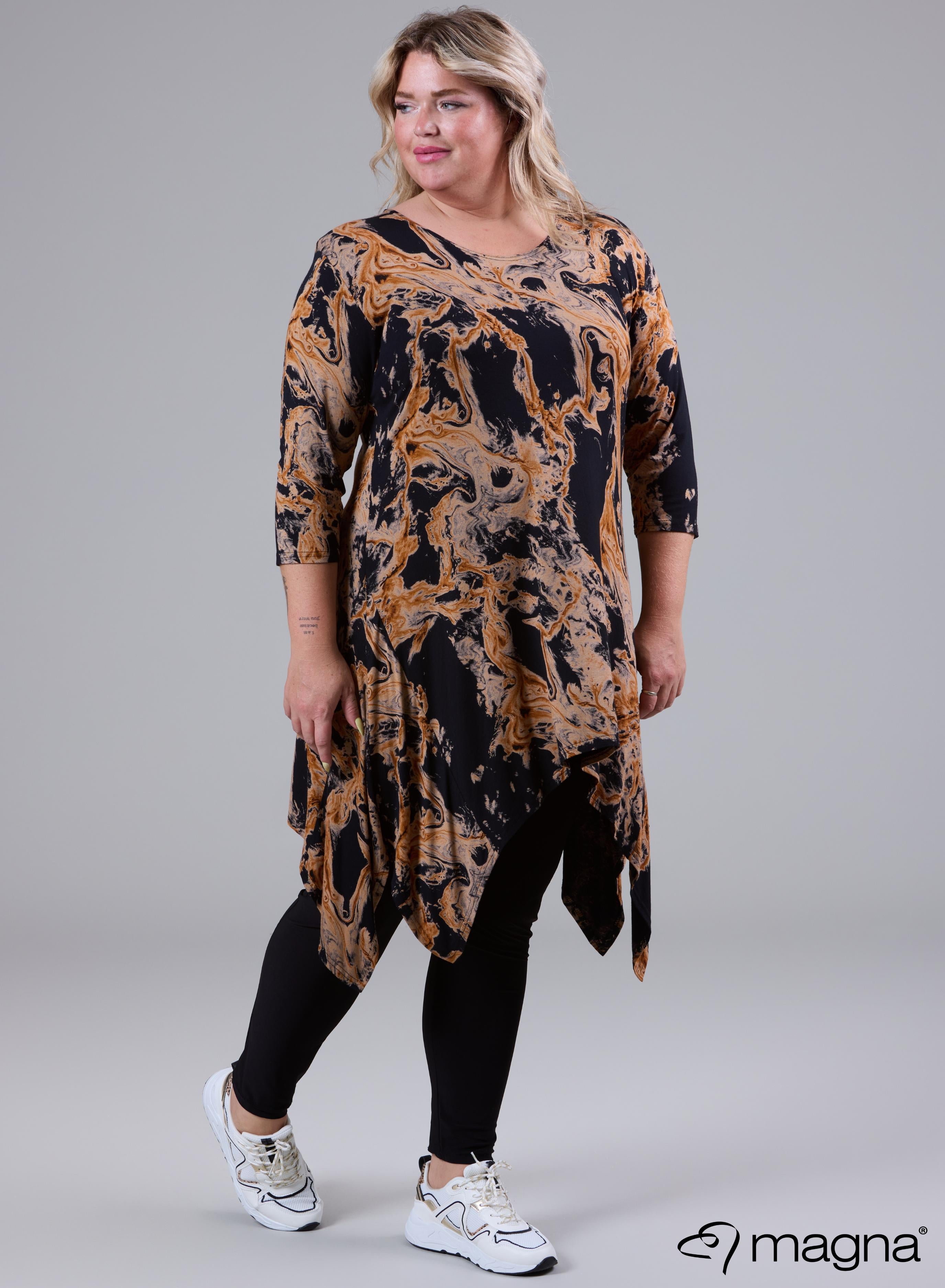 Magna A-line Pointed Tunic Splash Waves Rust