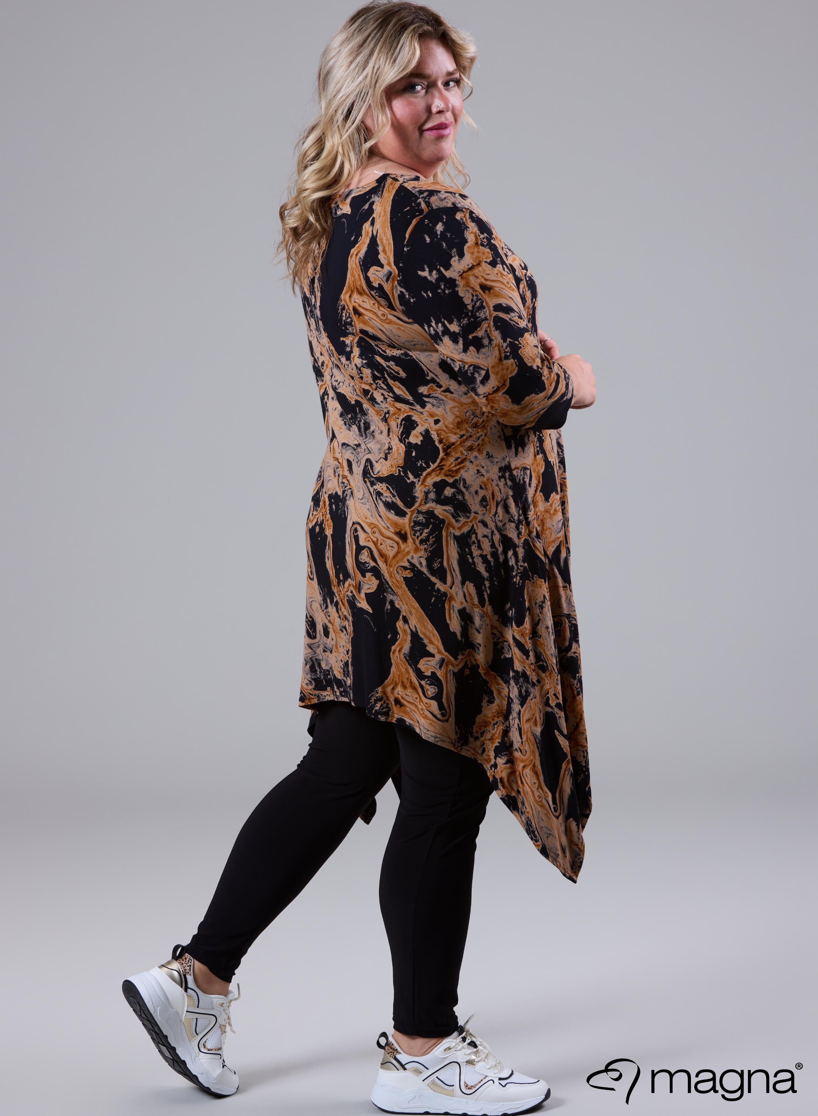 Magna A-line Pointed Tunic Splash Waves Rust