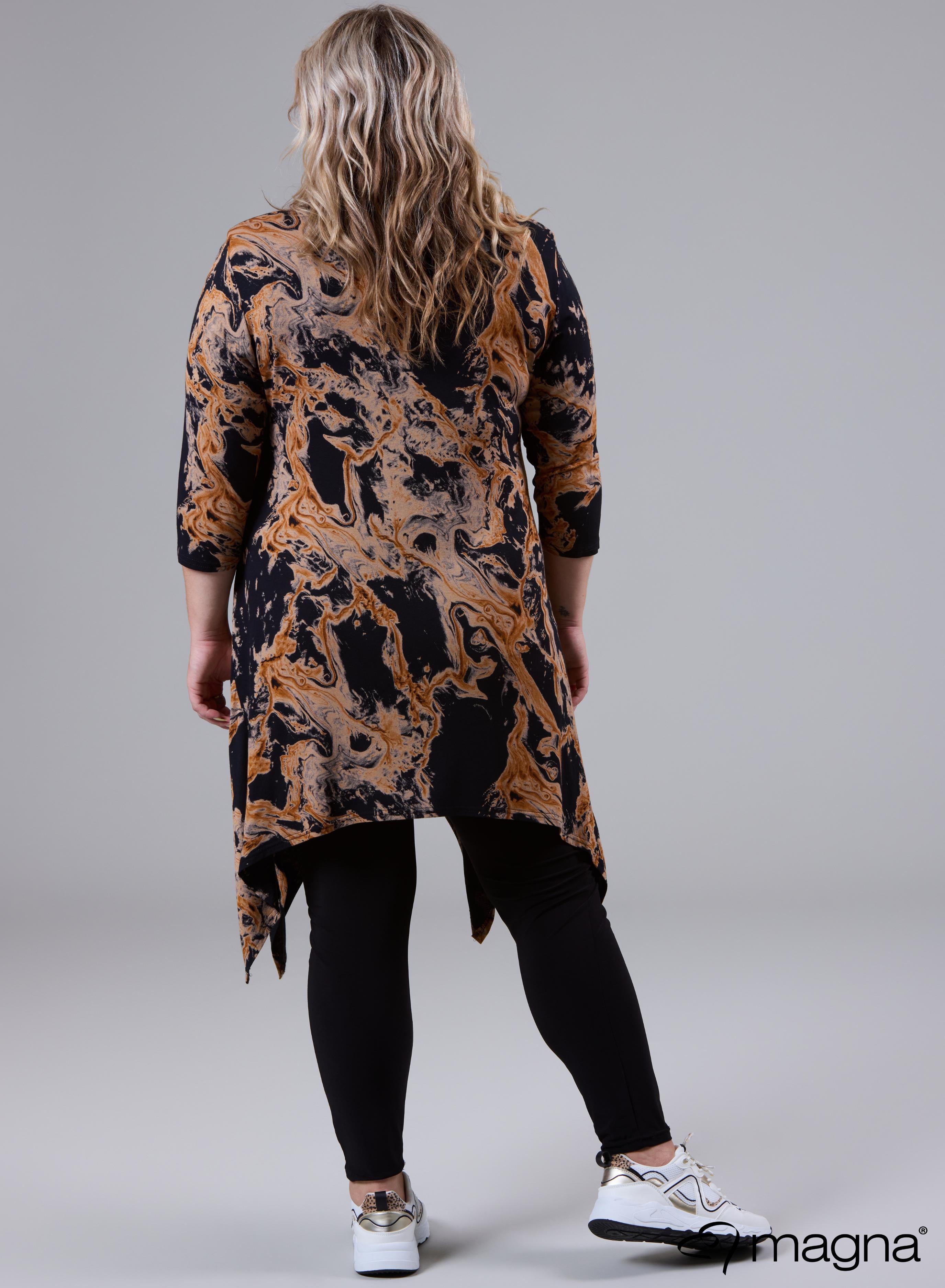 Magna A-line Pointed Tunic Splash Waves Rust