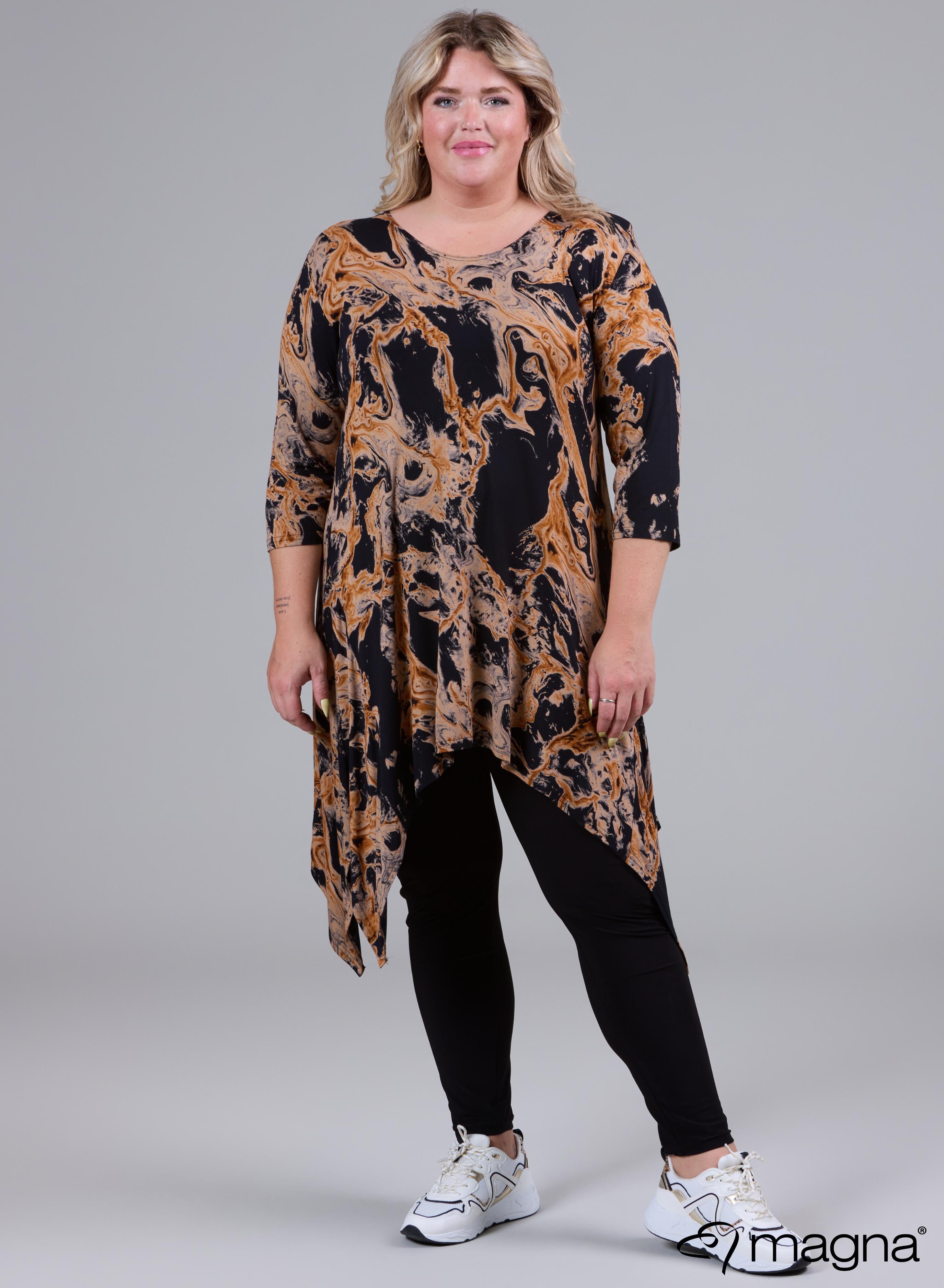 Magna A-line Pointed Tunic Splash Waves Rust