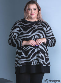 Magna Warm Easy Wear Tunic Grey Big Zebra Design