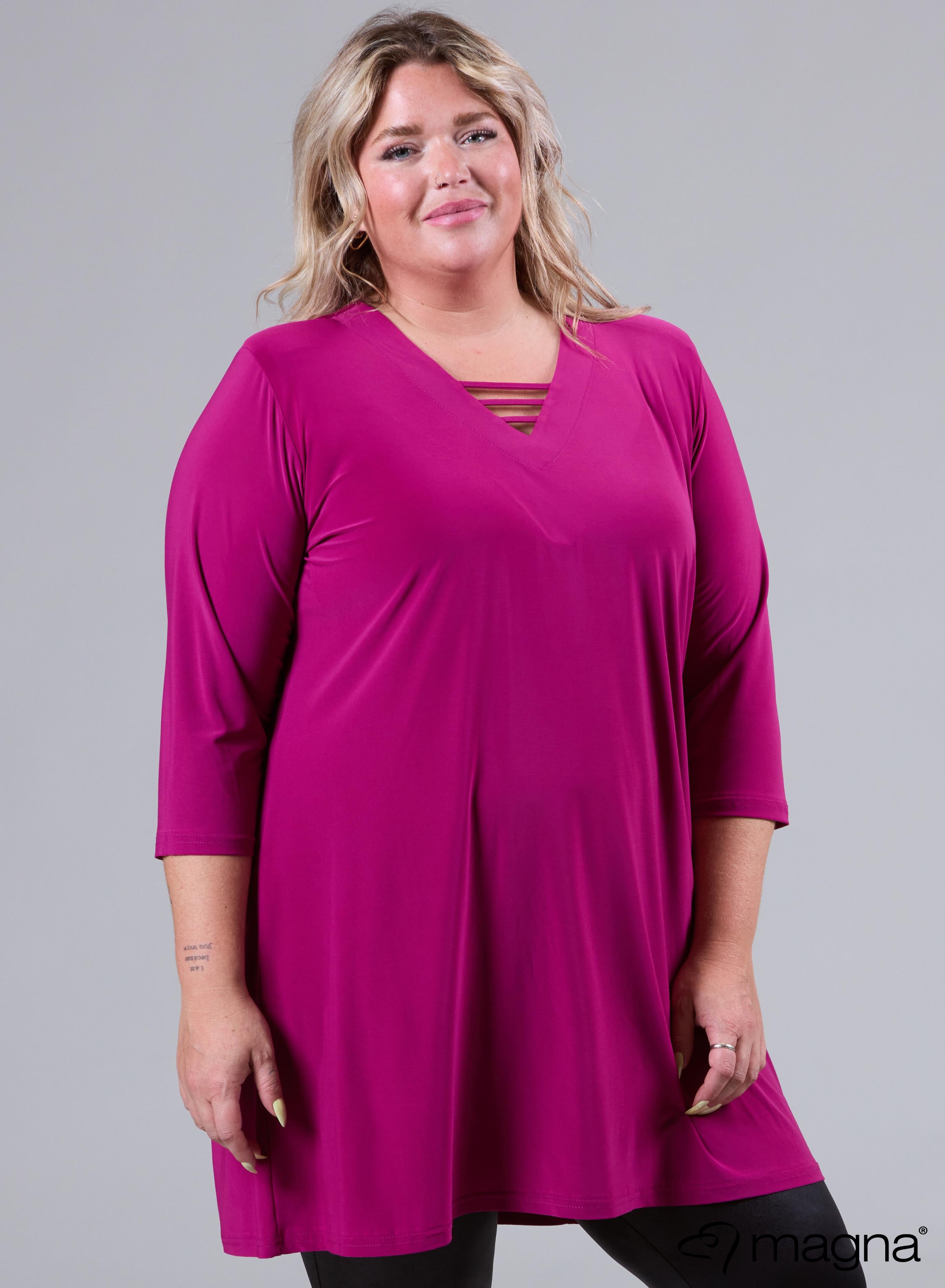 Magna Relaxed V-Strap Tunic Dark Fuchsia