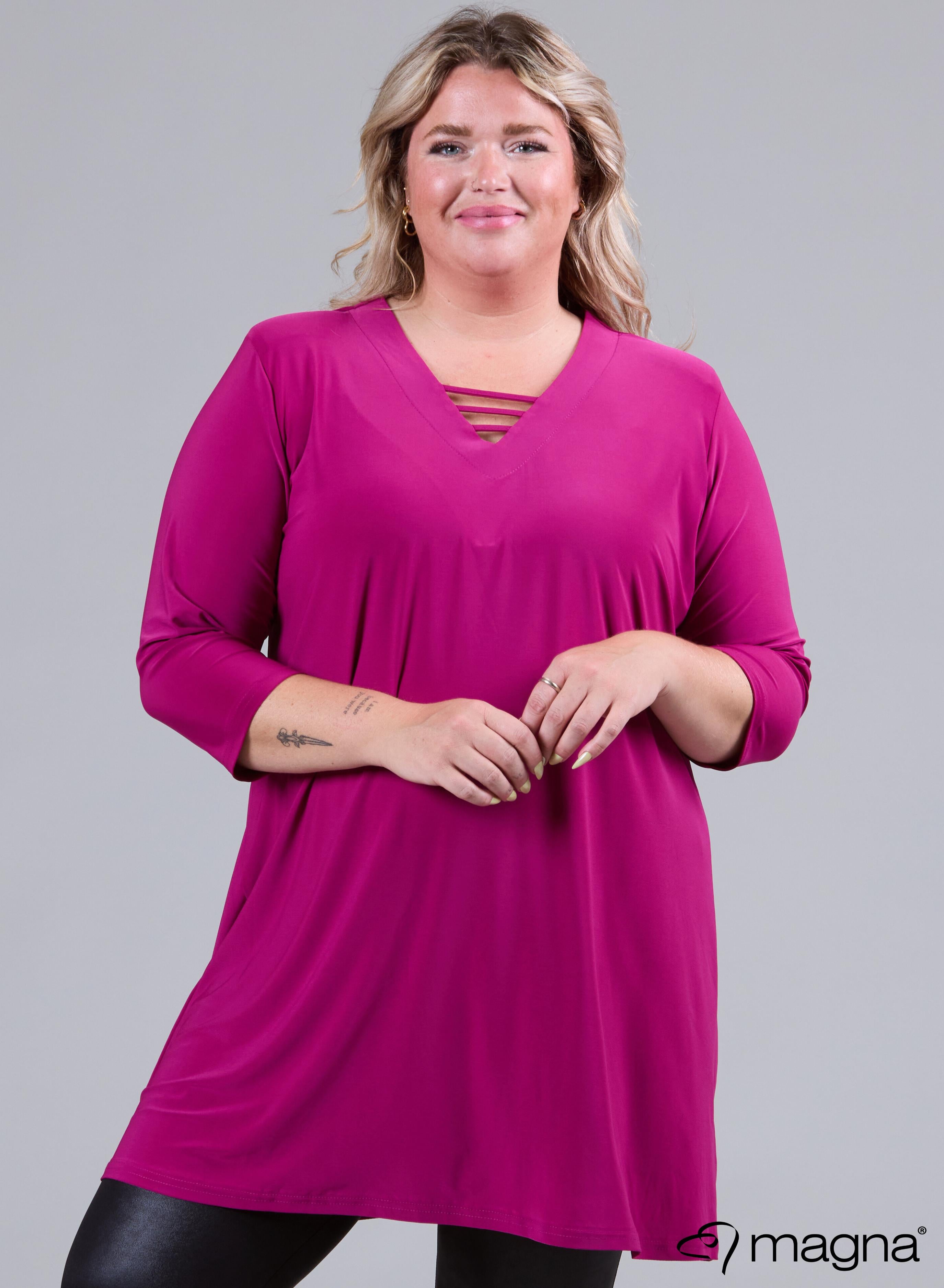 Magna Relaxed V-Strap Tunic Dark Fuchsia