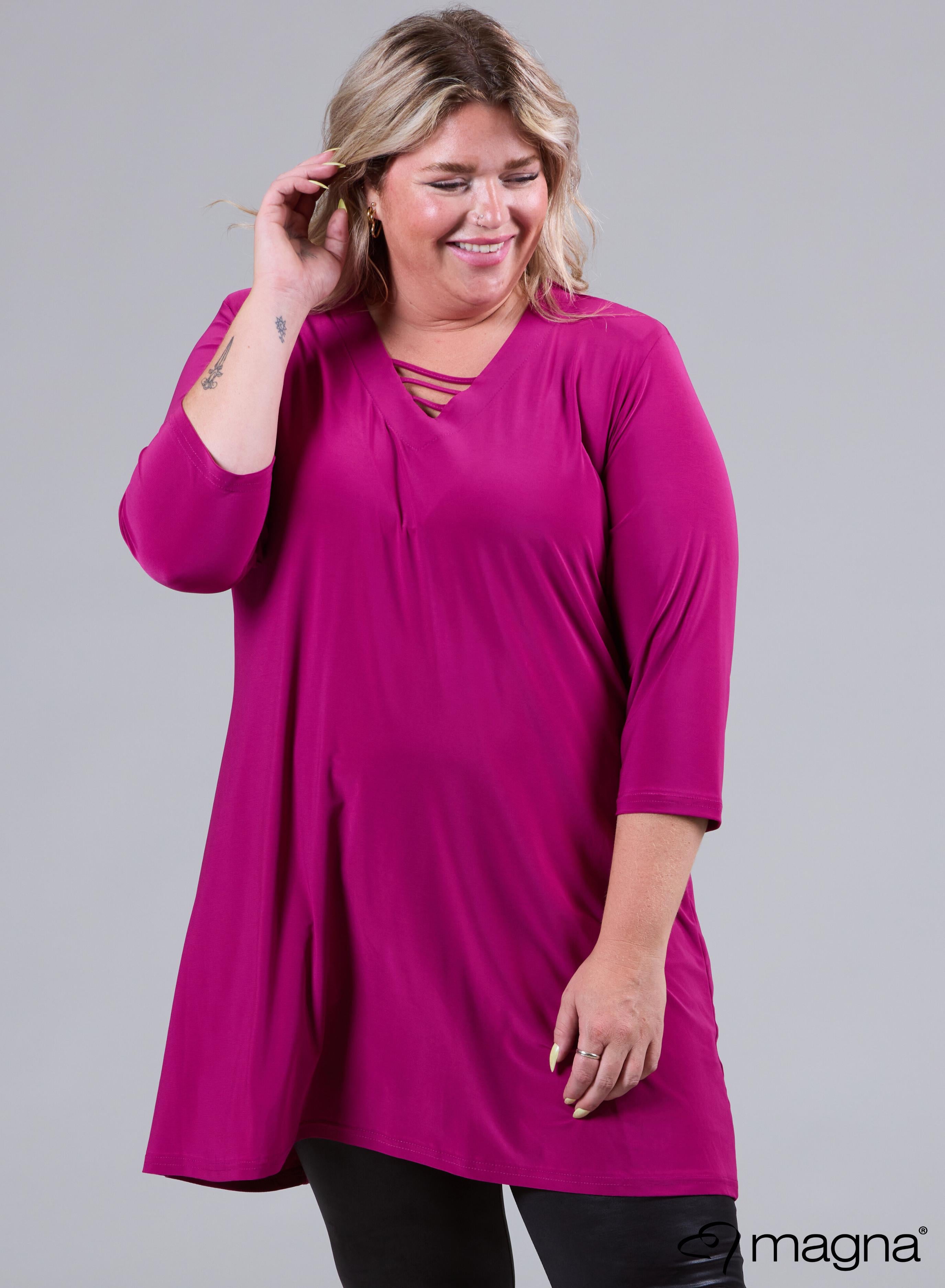 Magna Relaxed V-Strap Tunic Dark Fuchsia