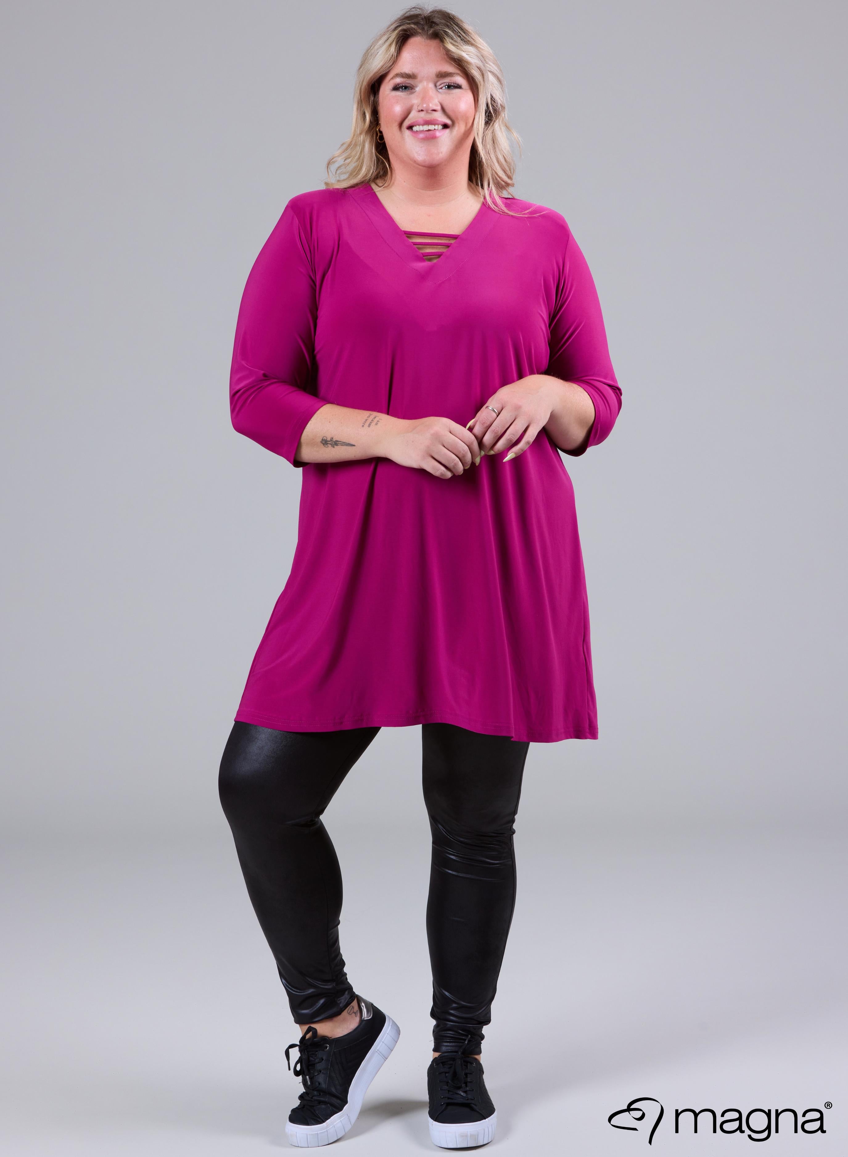 Magna Relaxed V-Strap Tunic Dark Fuchsia