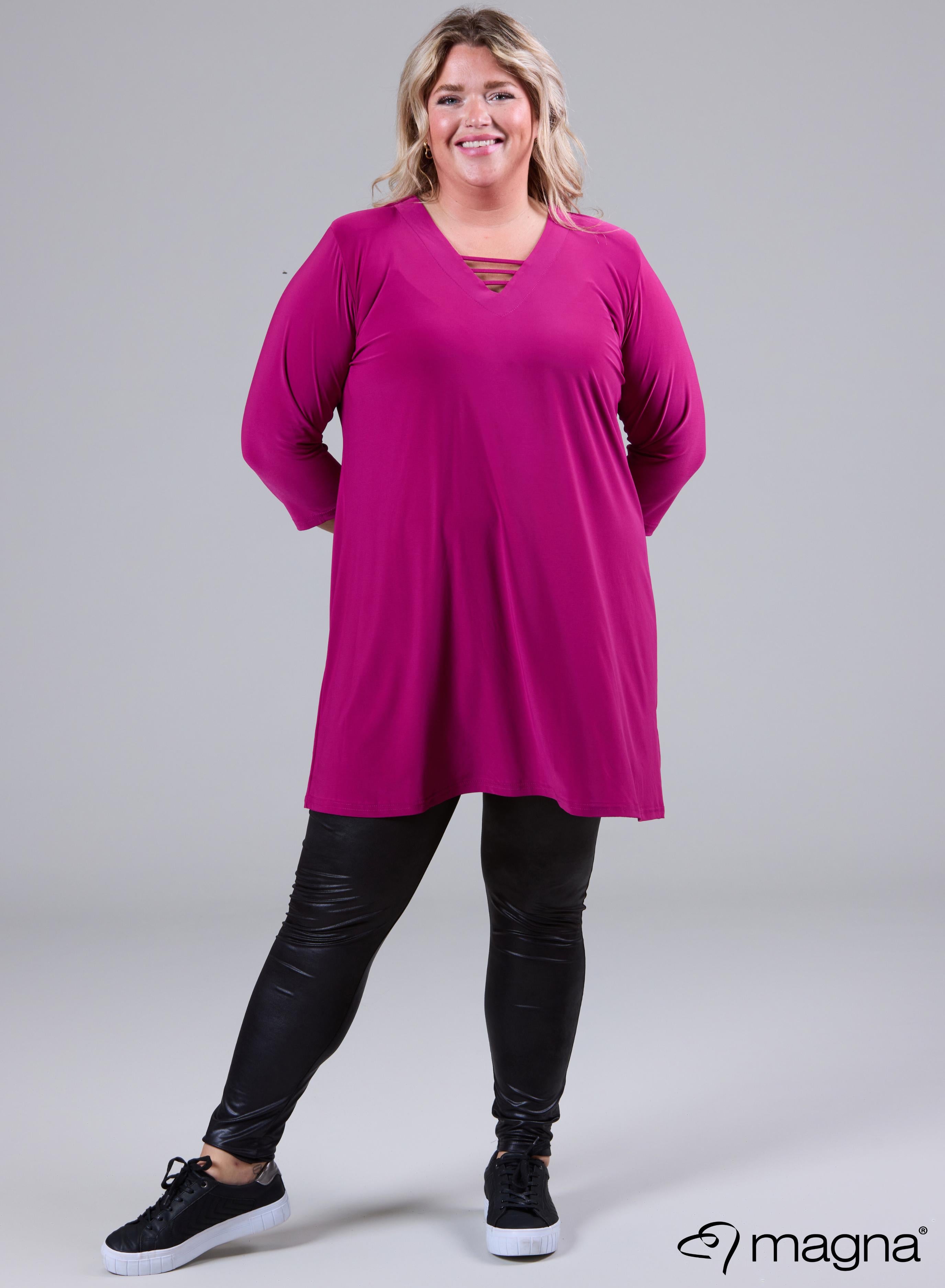 Magna Relaxed V-Strap Tunic Dark Fuchsia