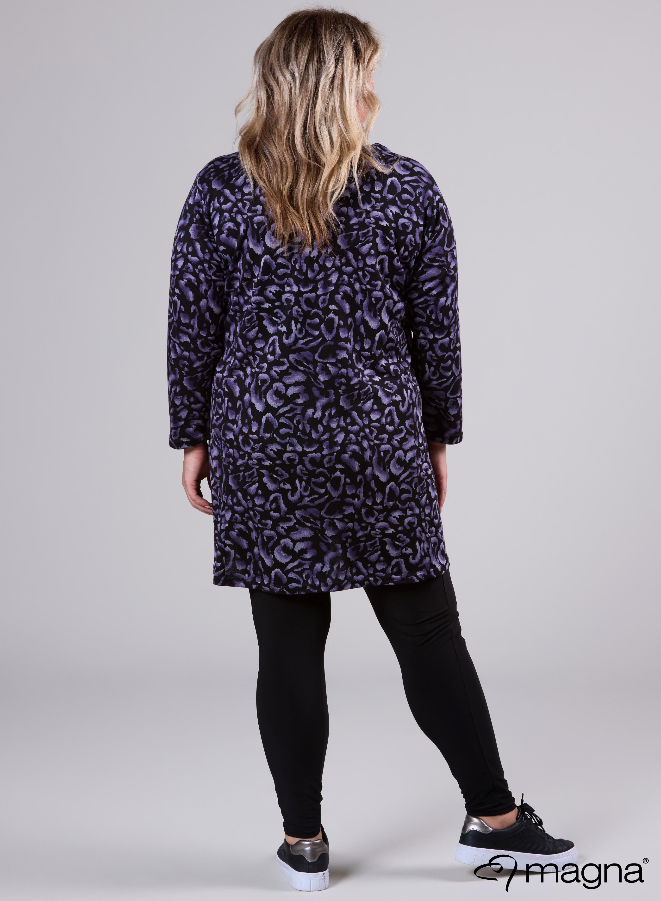 Magna Warm Relaxed Fit Tunic Shaded Leopard Purple