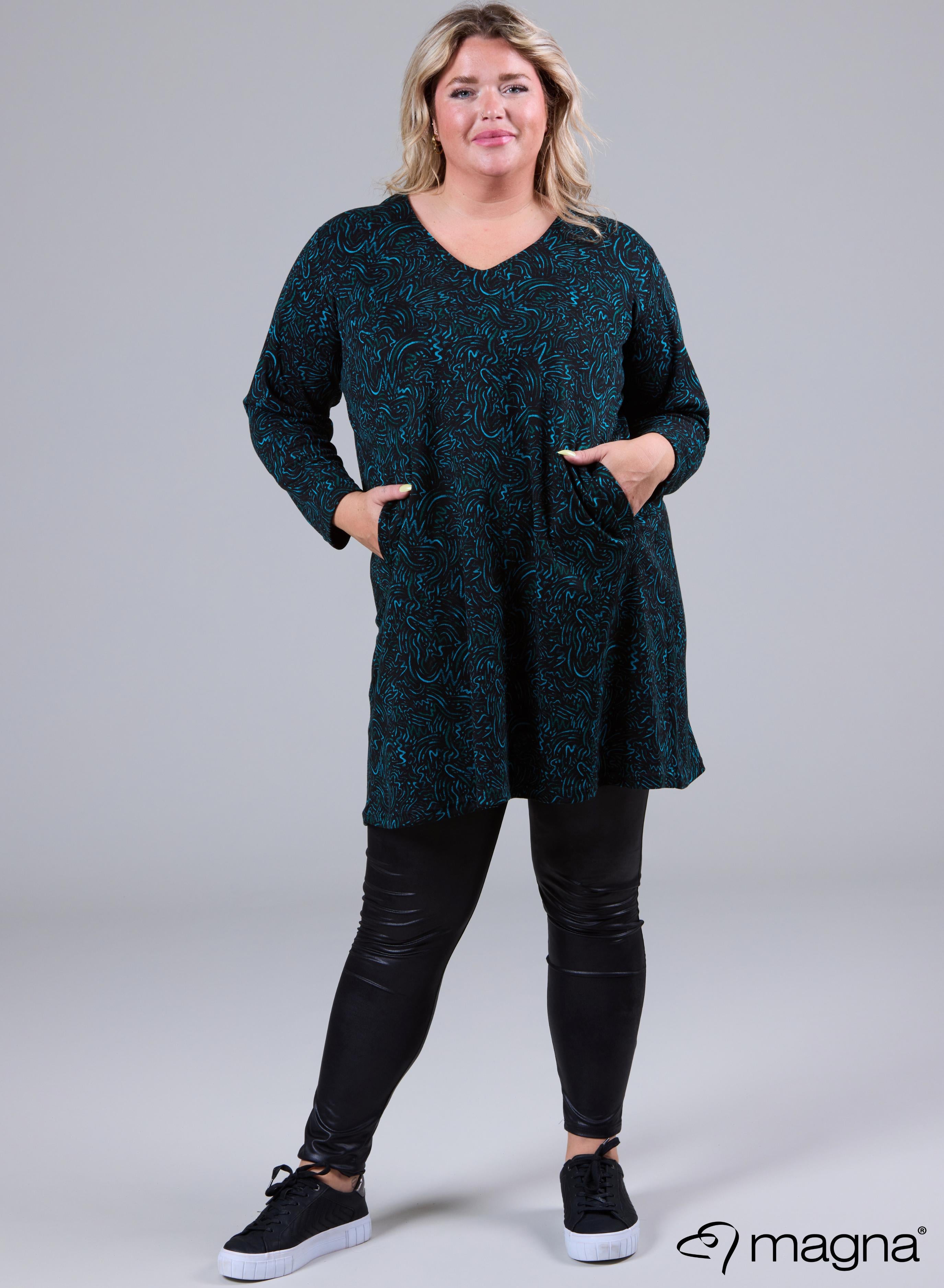 Magna Warm Relaxed Fit Tunic Digital Waves Petrol