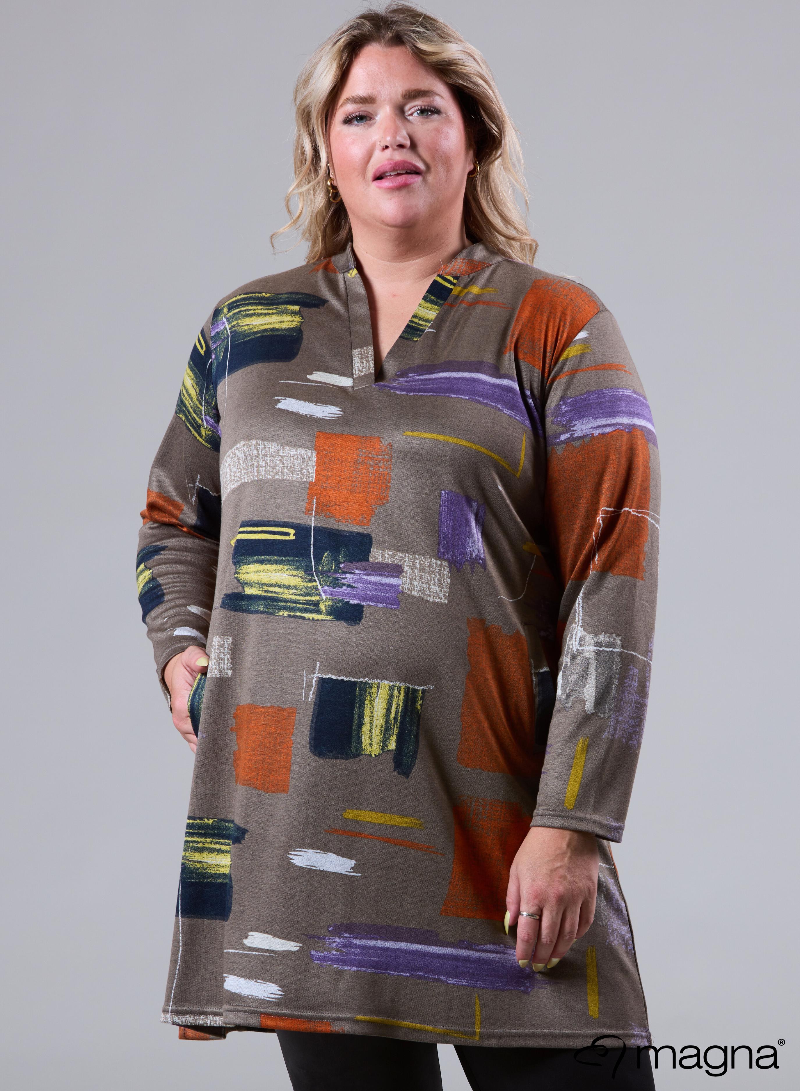 Magna Warm Comfort Tunic Block Art Sand