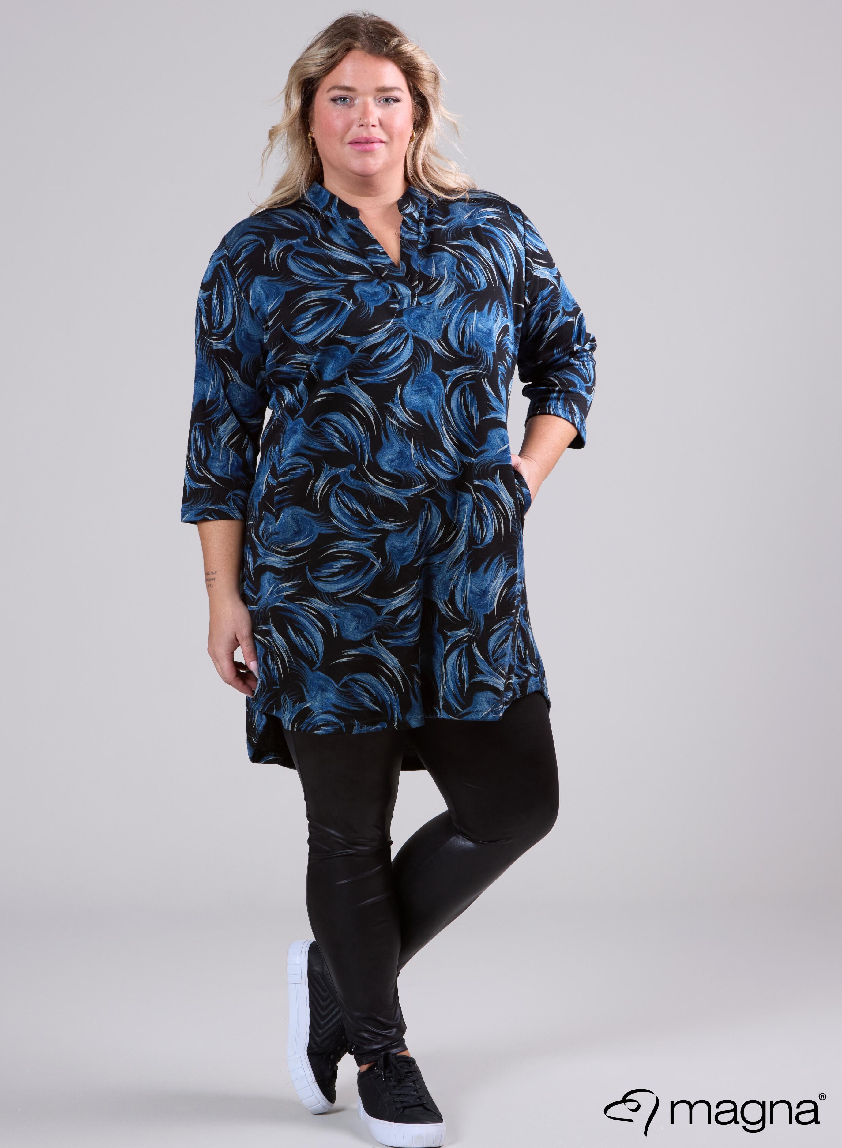 Magna Warm Classic Pockets Tunic Waves Blue