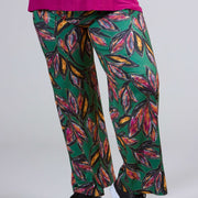 Magna Wide Leg Elastic Trouser Paradise Flower Green