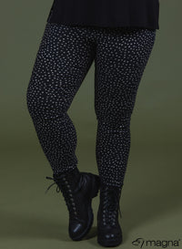 Magna Stretchy Printed Trouser Small Pencil Polka Black