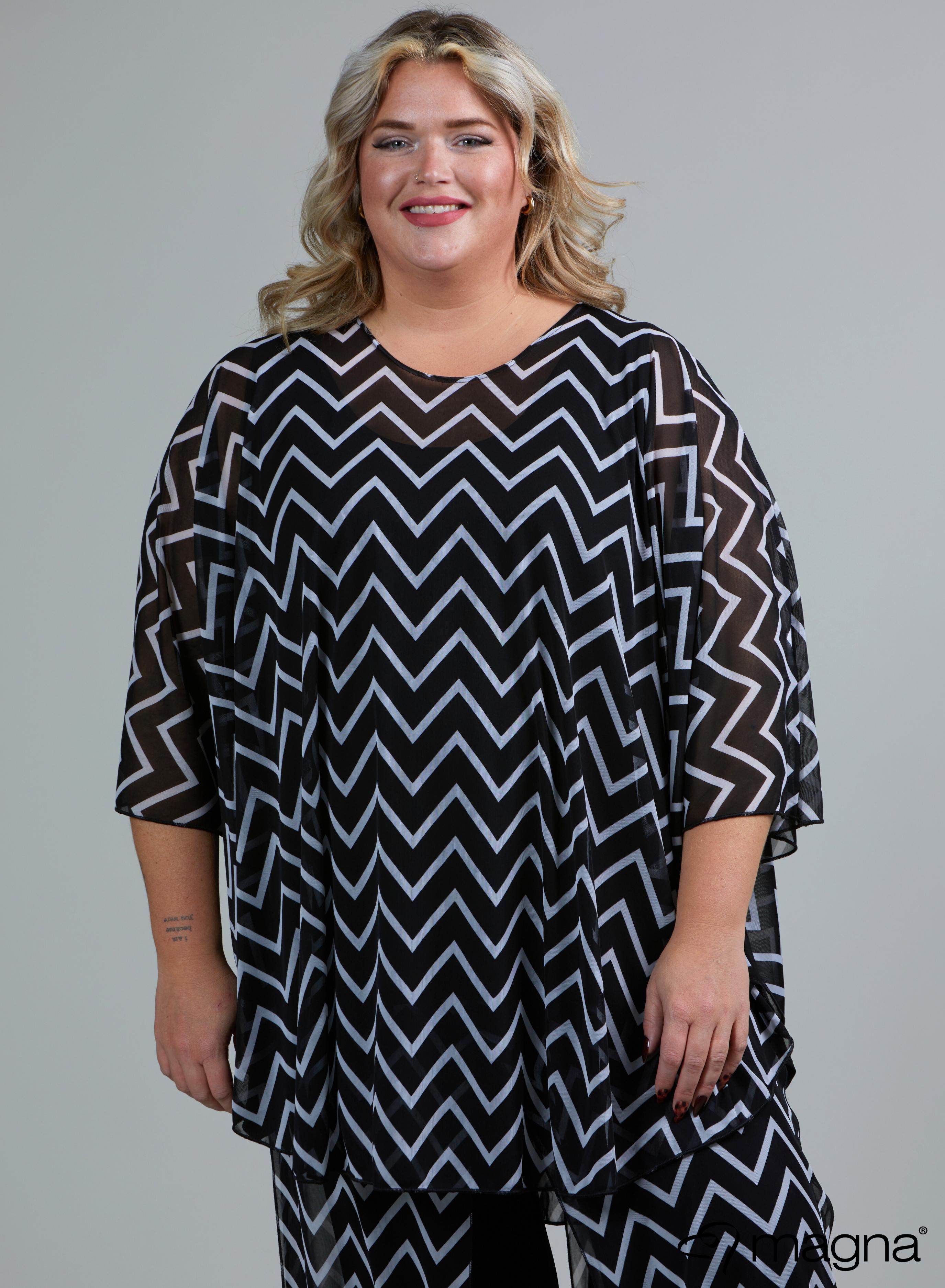 Magna Printed Chiffon Poncho Big Chevron