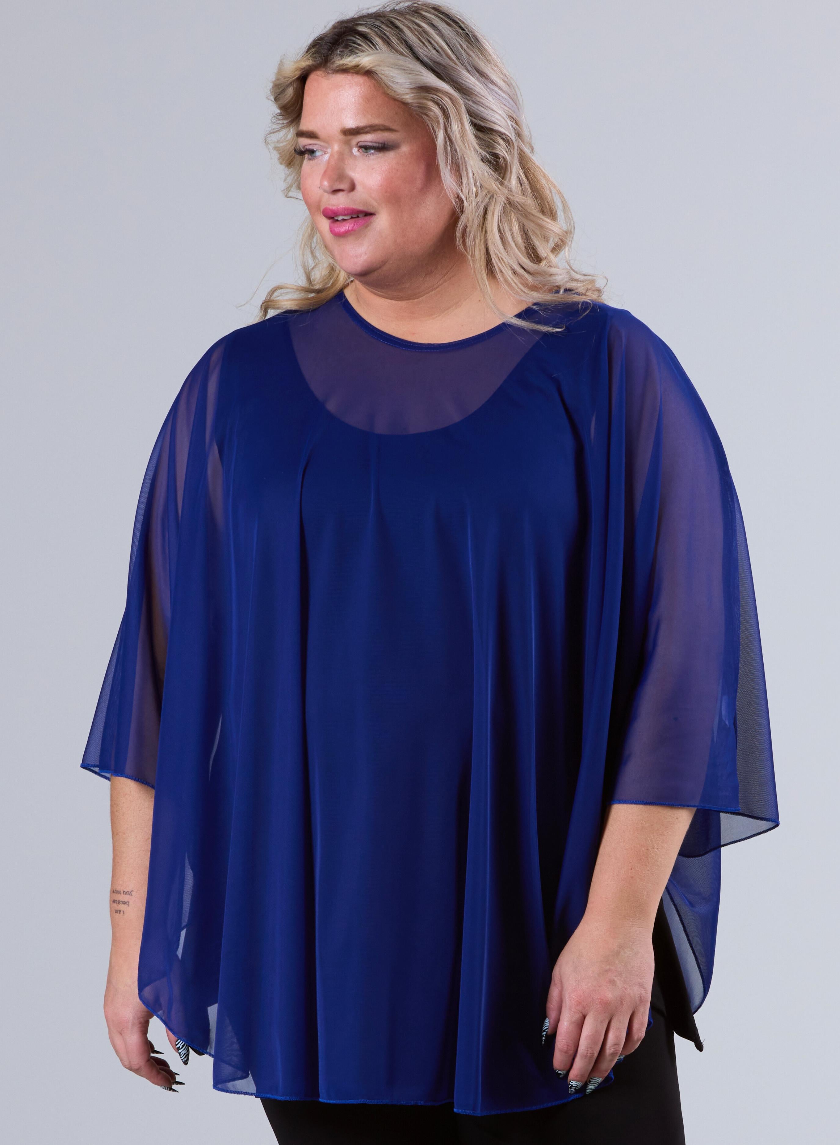 Magna Chiffon Poncho Royal Blue