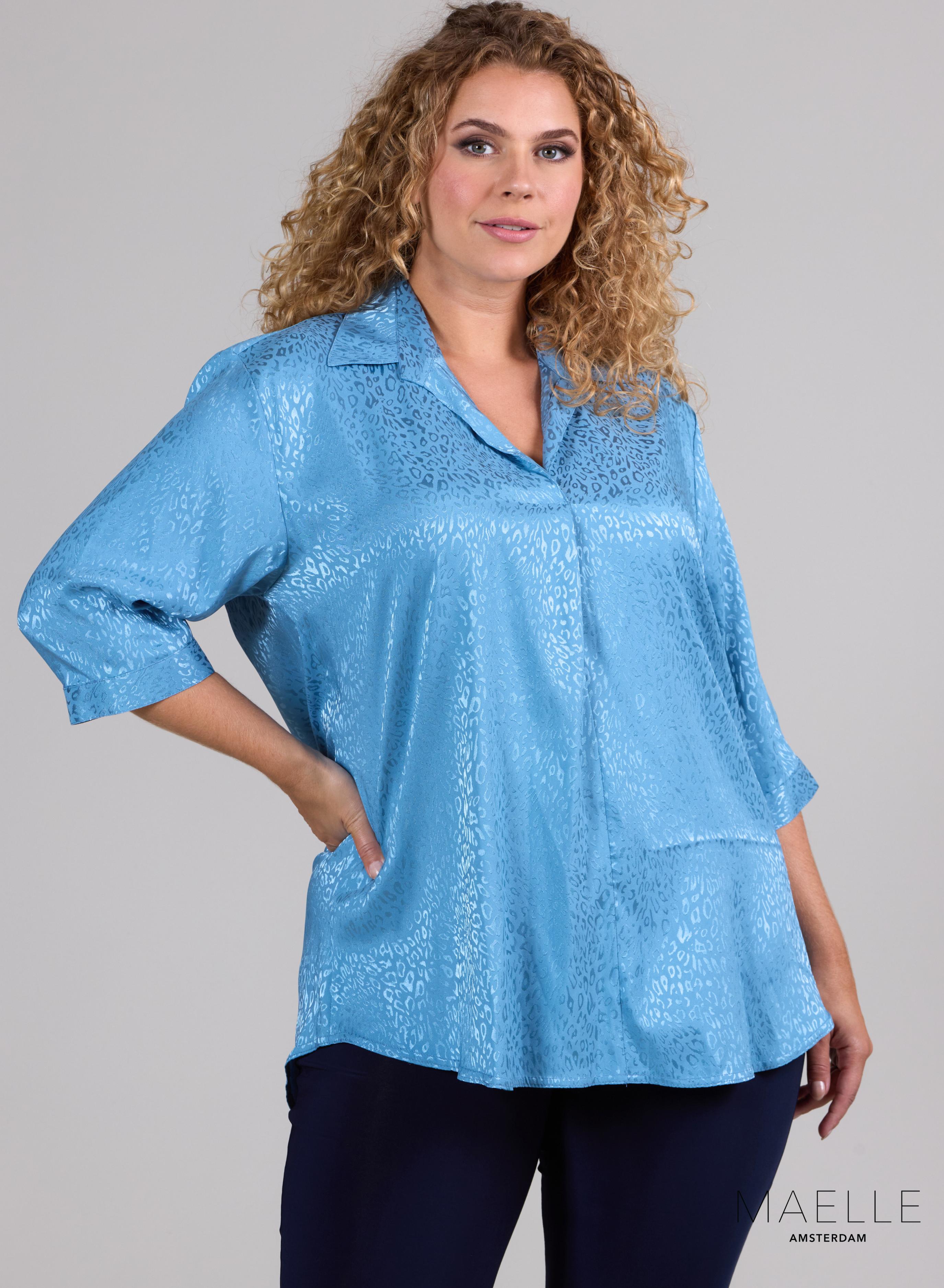 Maelle Silky Airy Blouse Blouse Cheetah Blue