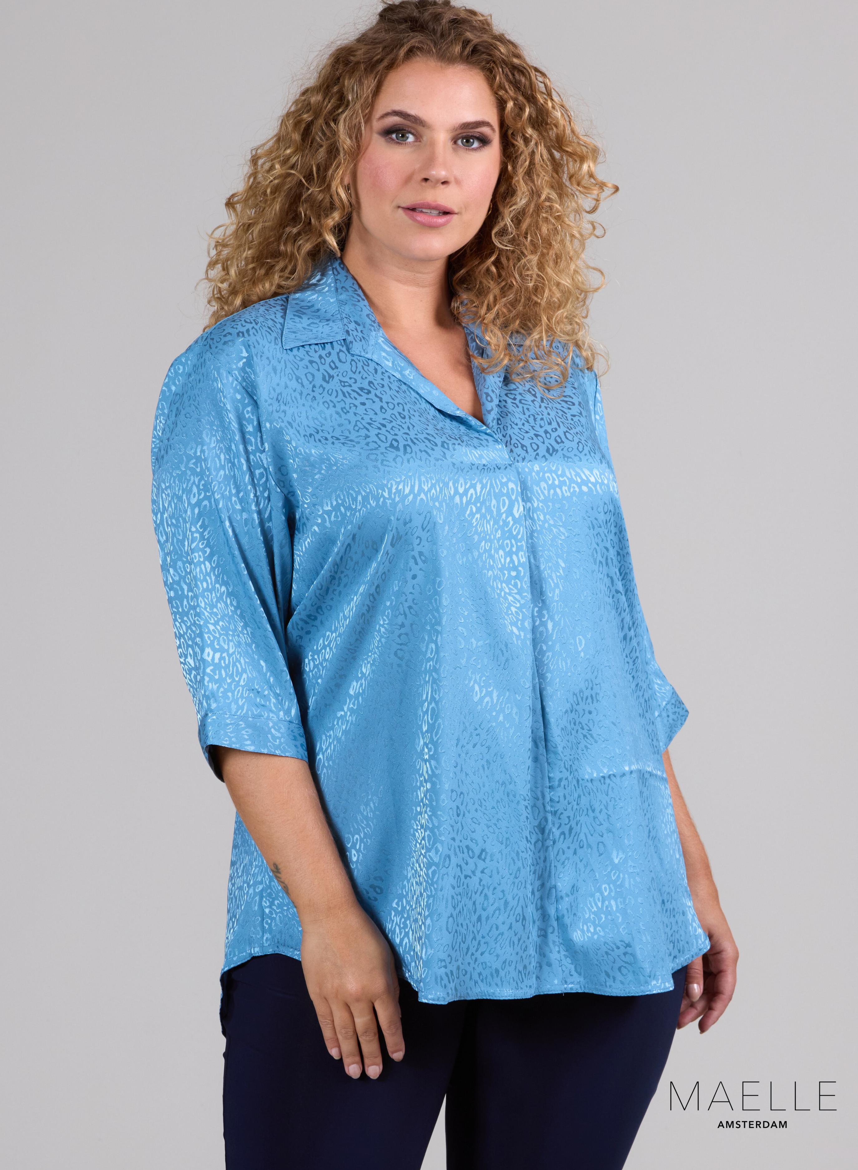 Maelle Silky Airy Blouse Blouse Cheetah Blue