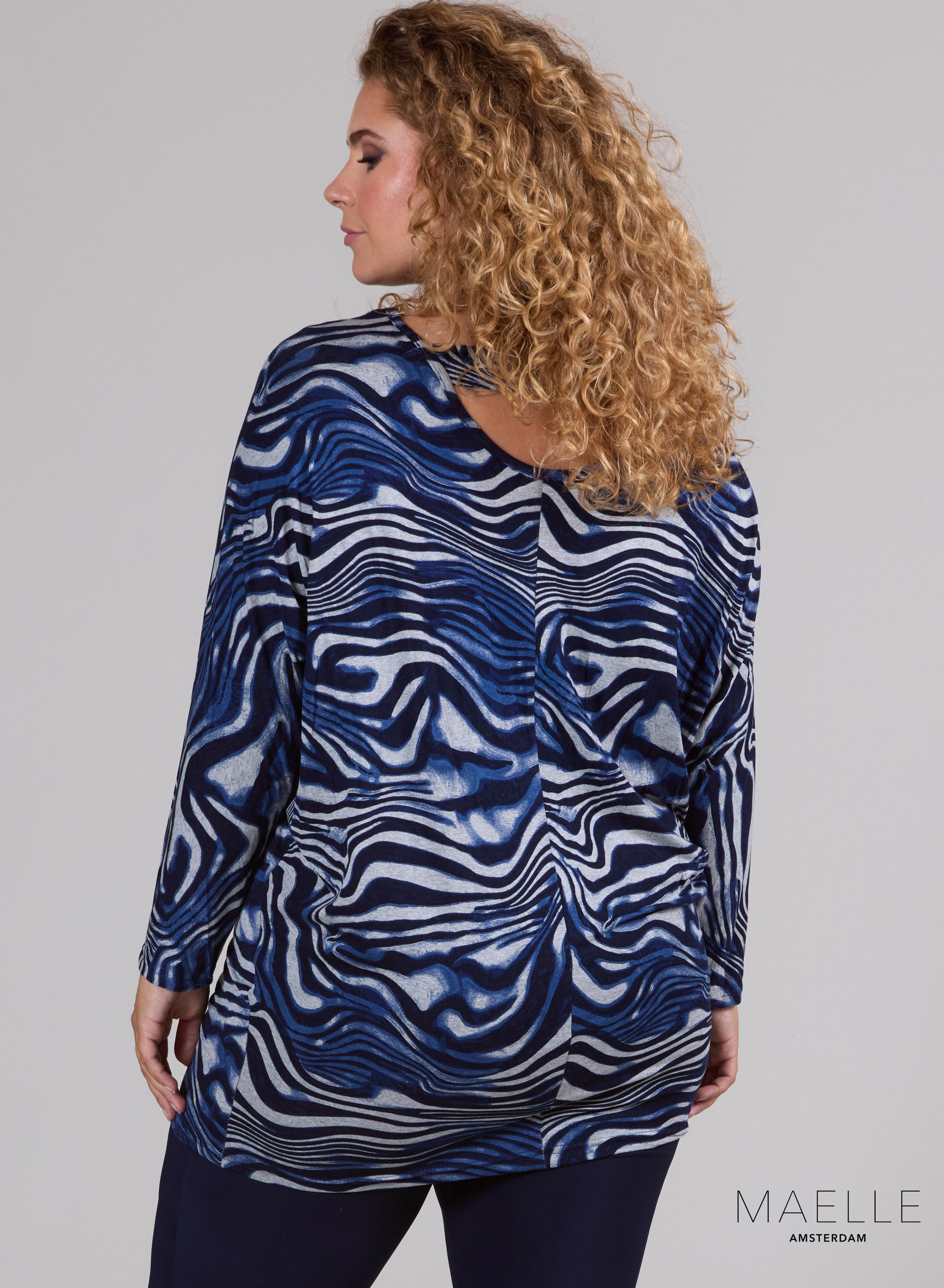 Maelle Baggy Printed Shirt Zebra Blue