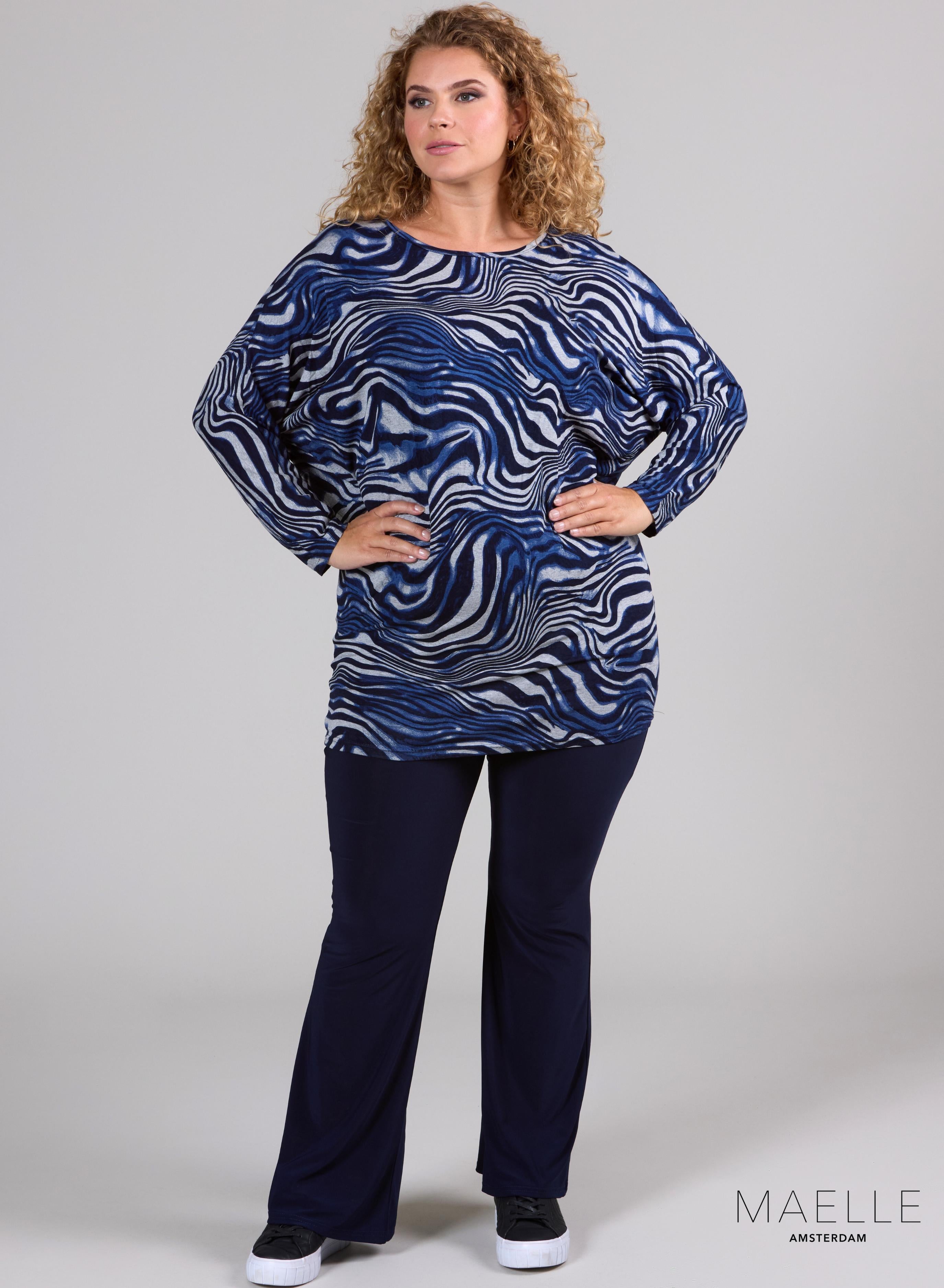 Maelle Baggy Printed Shirt Zebra Blue