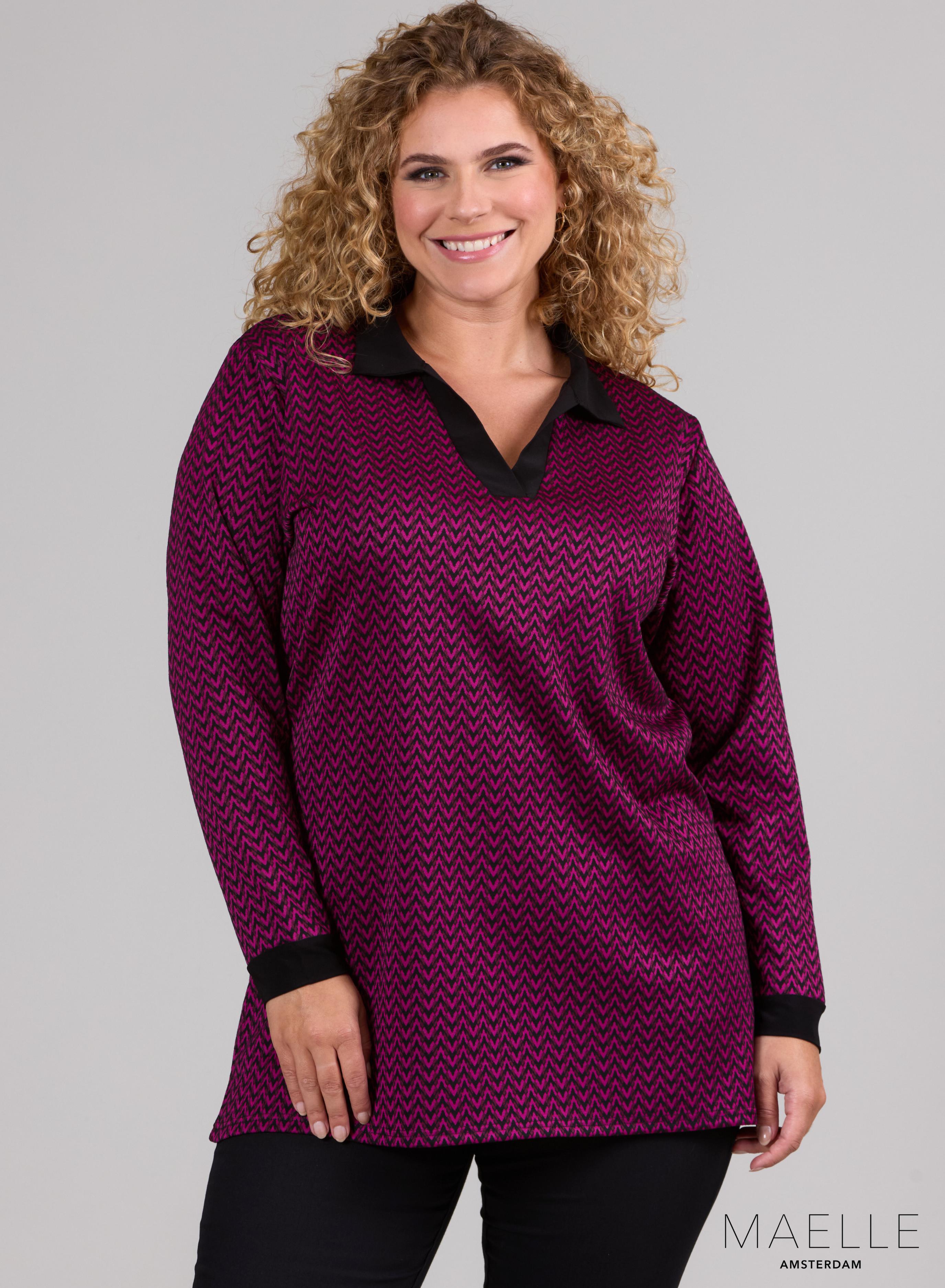 Maelle Warm Relaxed Shirt ZigZag Design Magenta