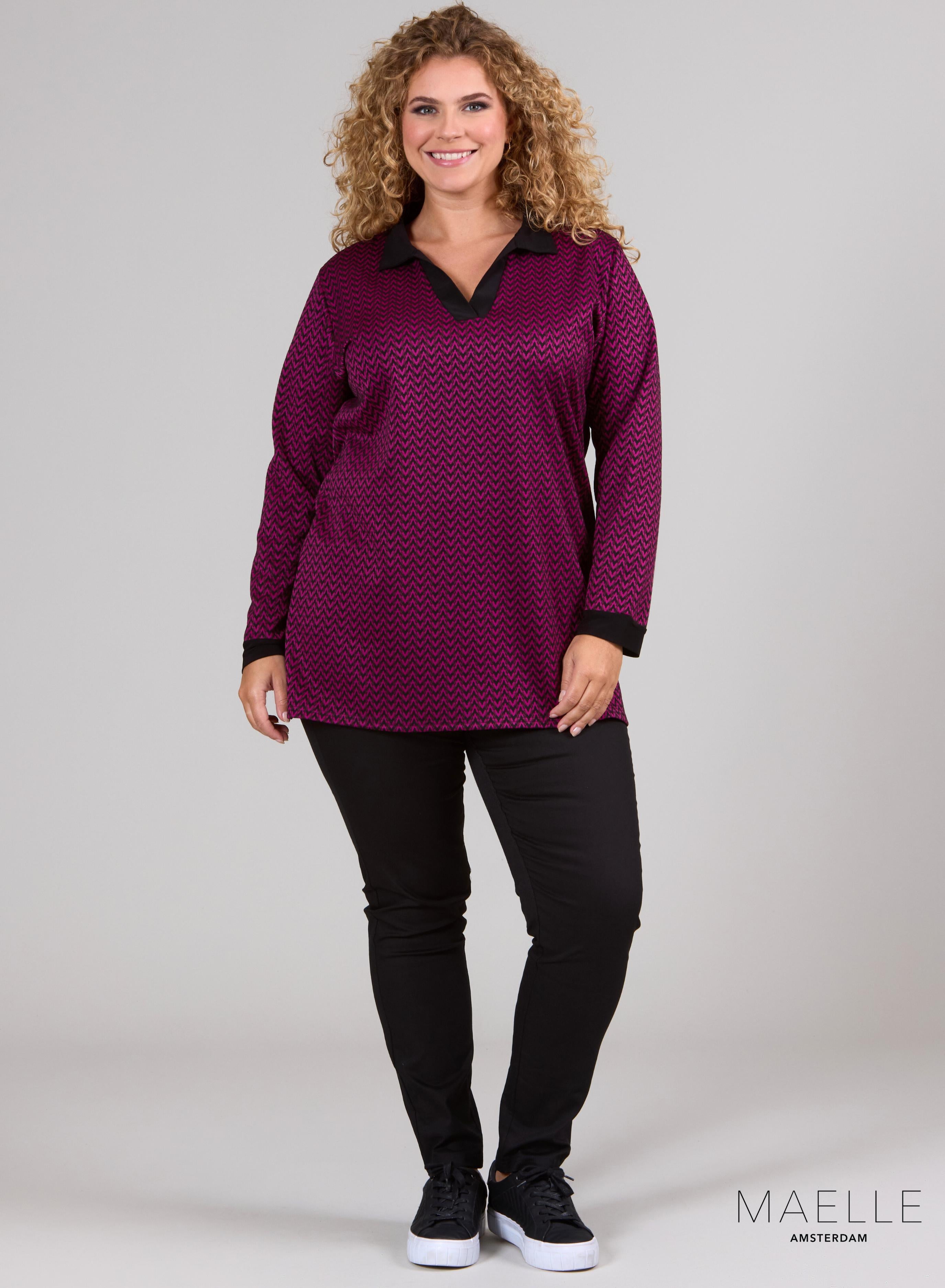 Maelle Warm Relaxed Shirt ZigZag Design Magenta