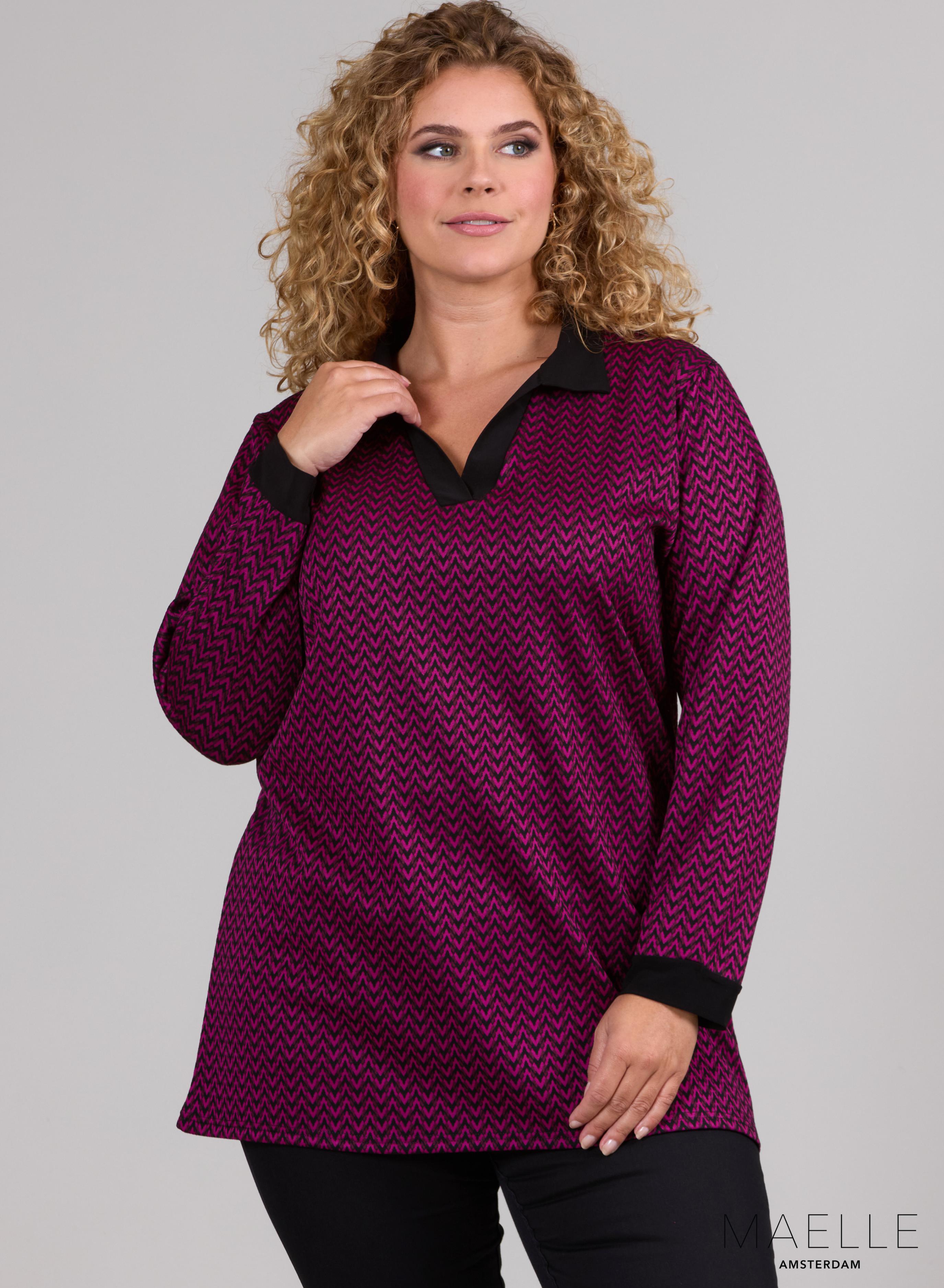 Maelle Warm Relaxed Shirt ZigZag Design Magenta