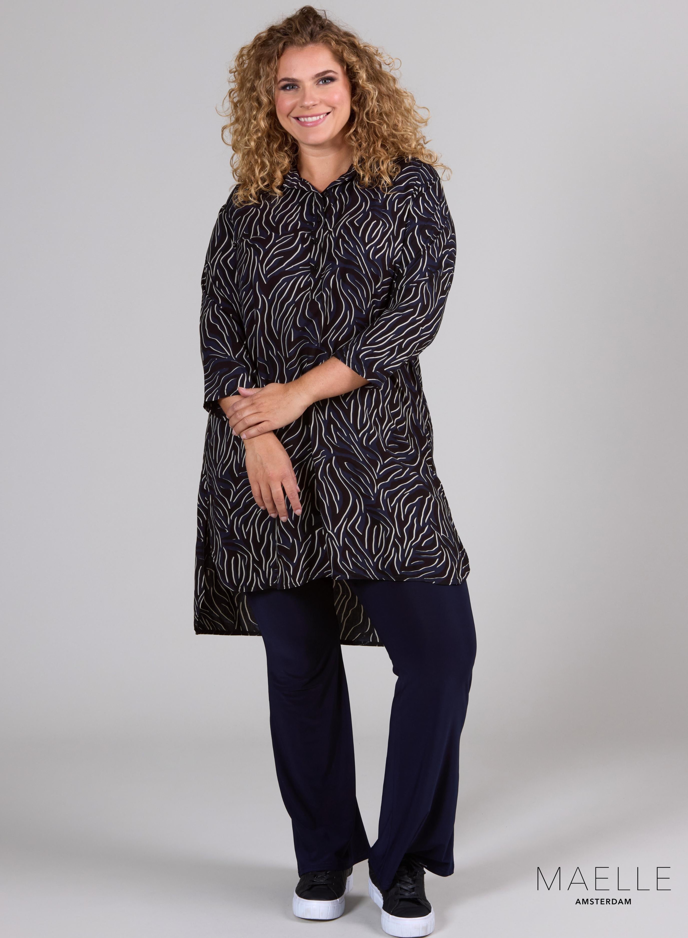 Maelle Buttoned Tunic Zebra Dark Navy