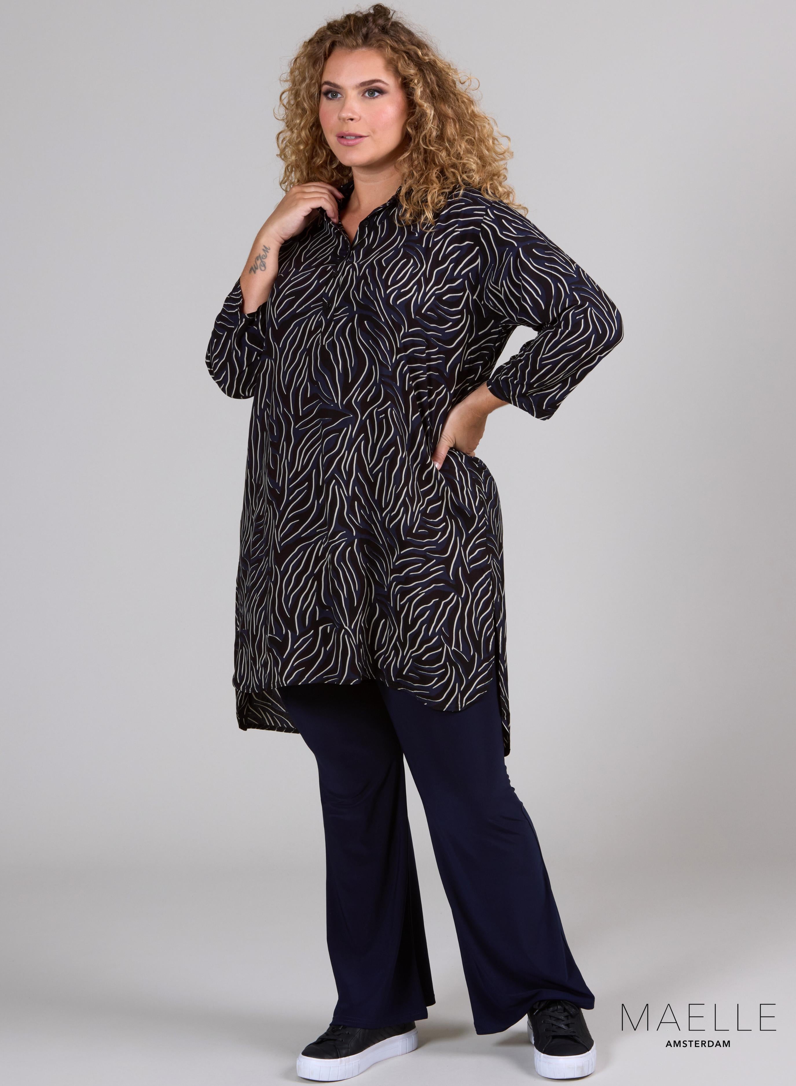 Maelle Buttoned Tunic Zebra Dark Navy