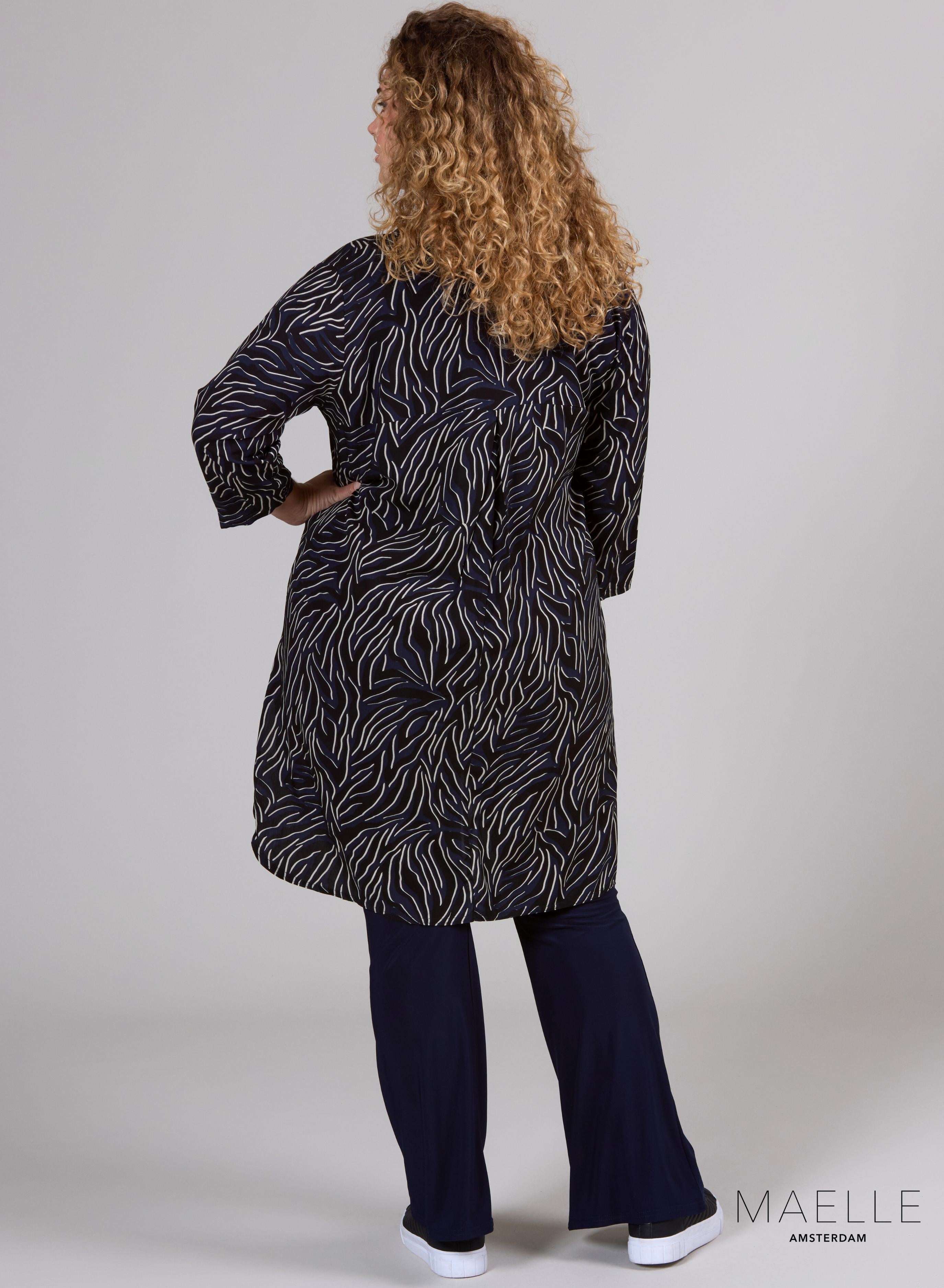 Maelle Buttoned Tunic Zebra Dark Navy