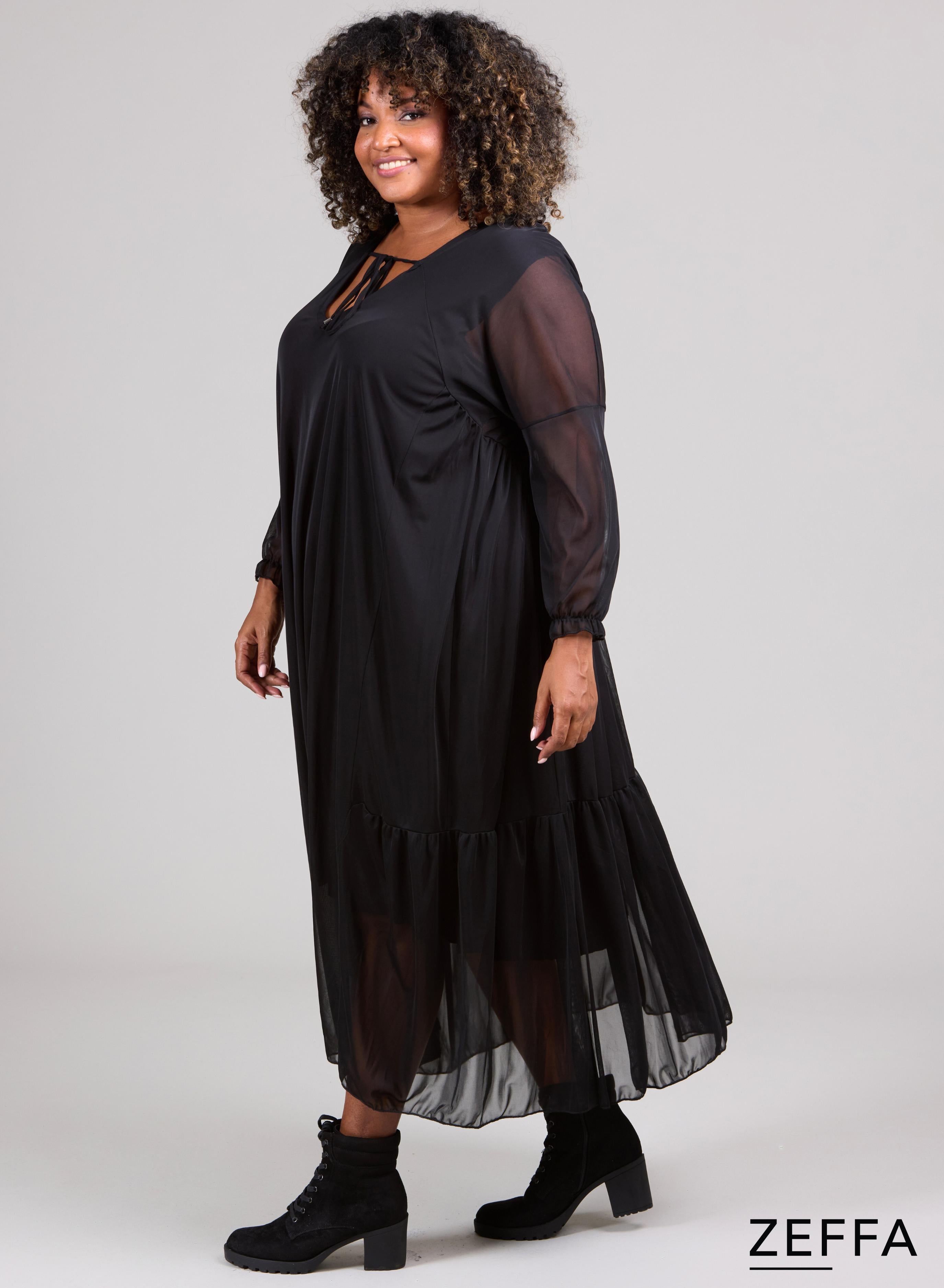 Zeffa Chiffon Dress Black