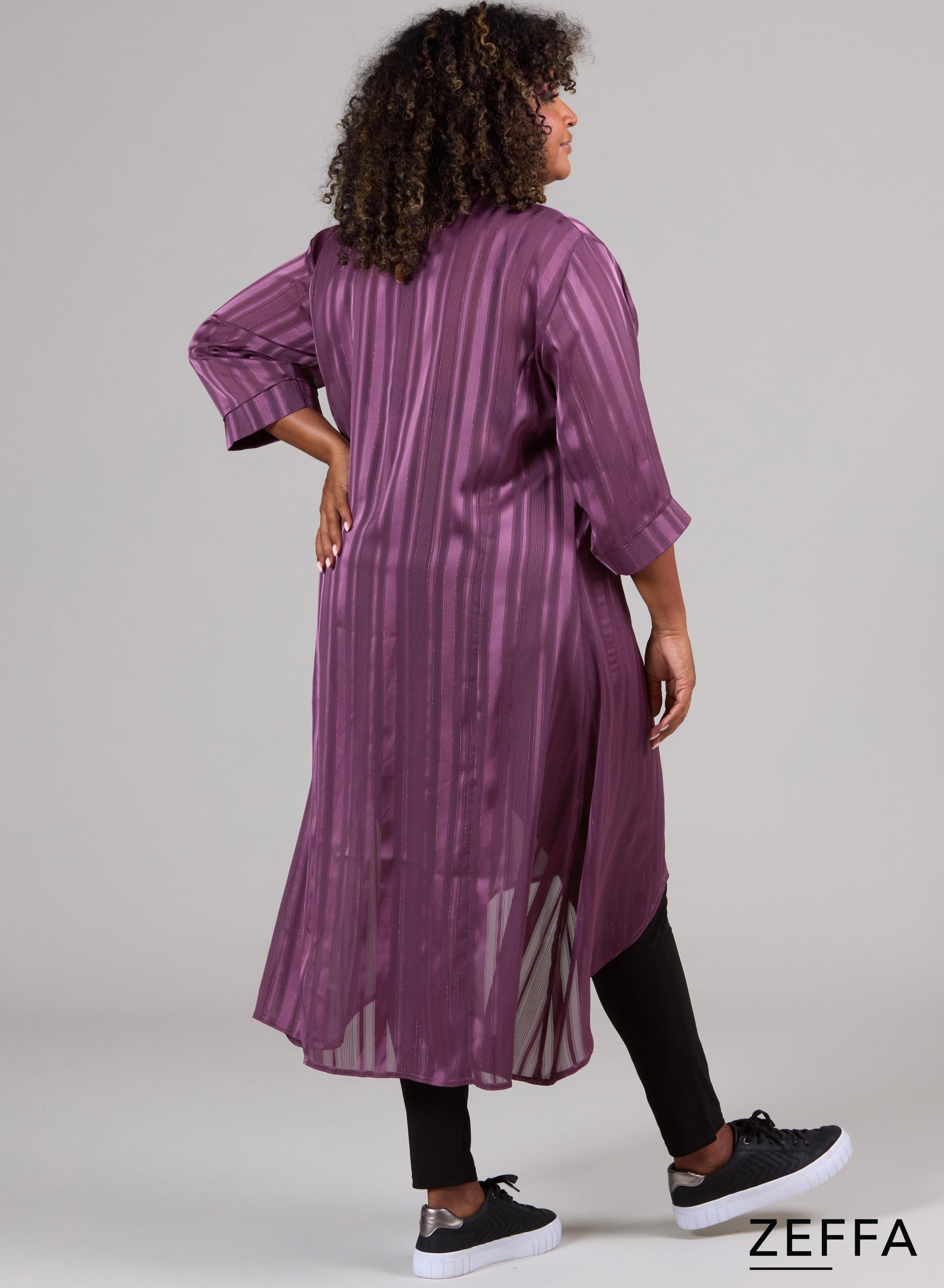 Zeffa Silky Dress/Tunic Buttons Plum