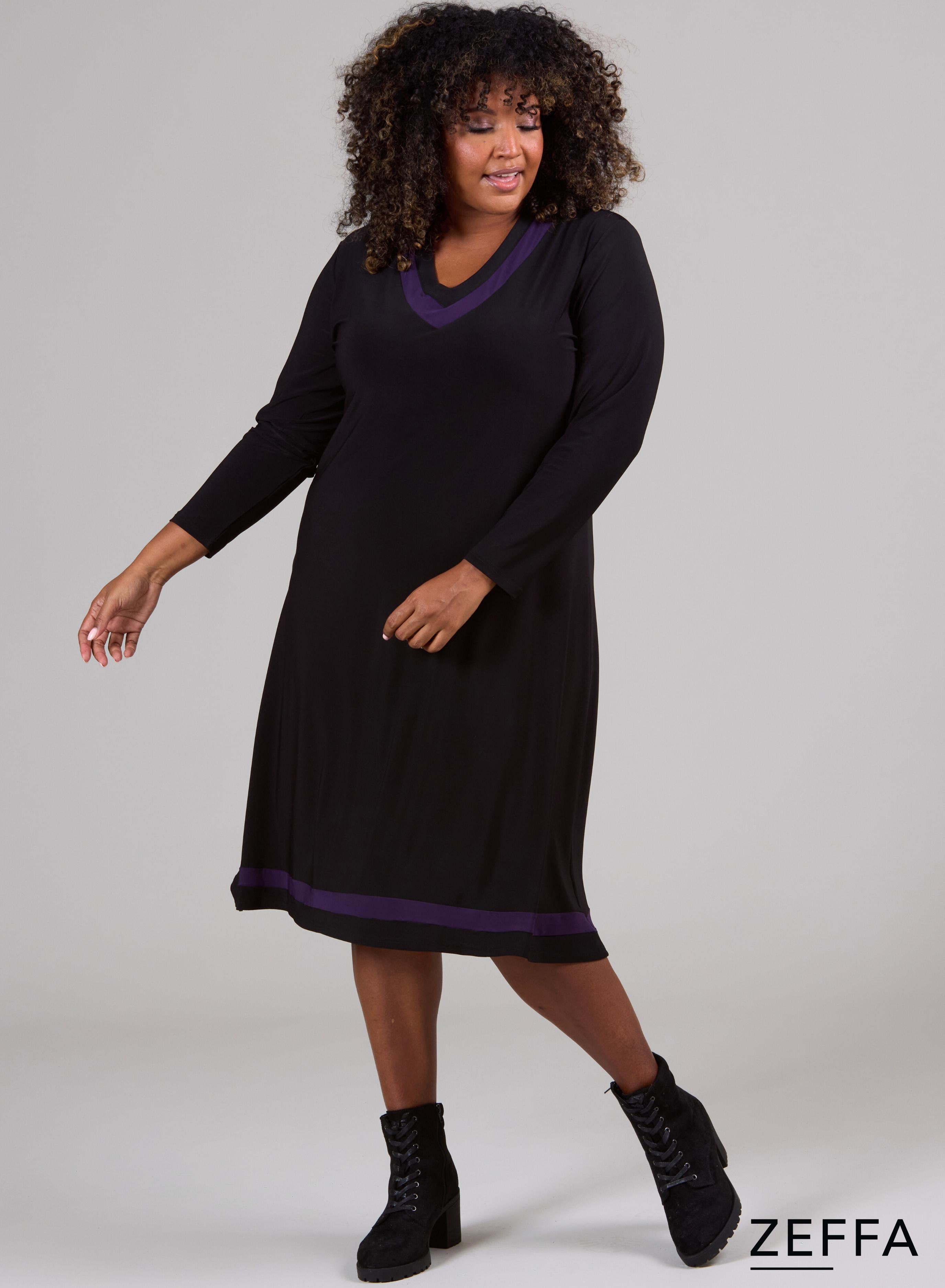 Zeffa V-Elements Dress Dark Purple