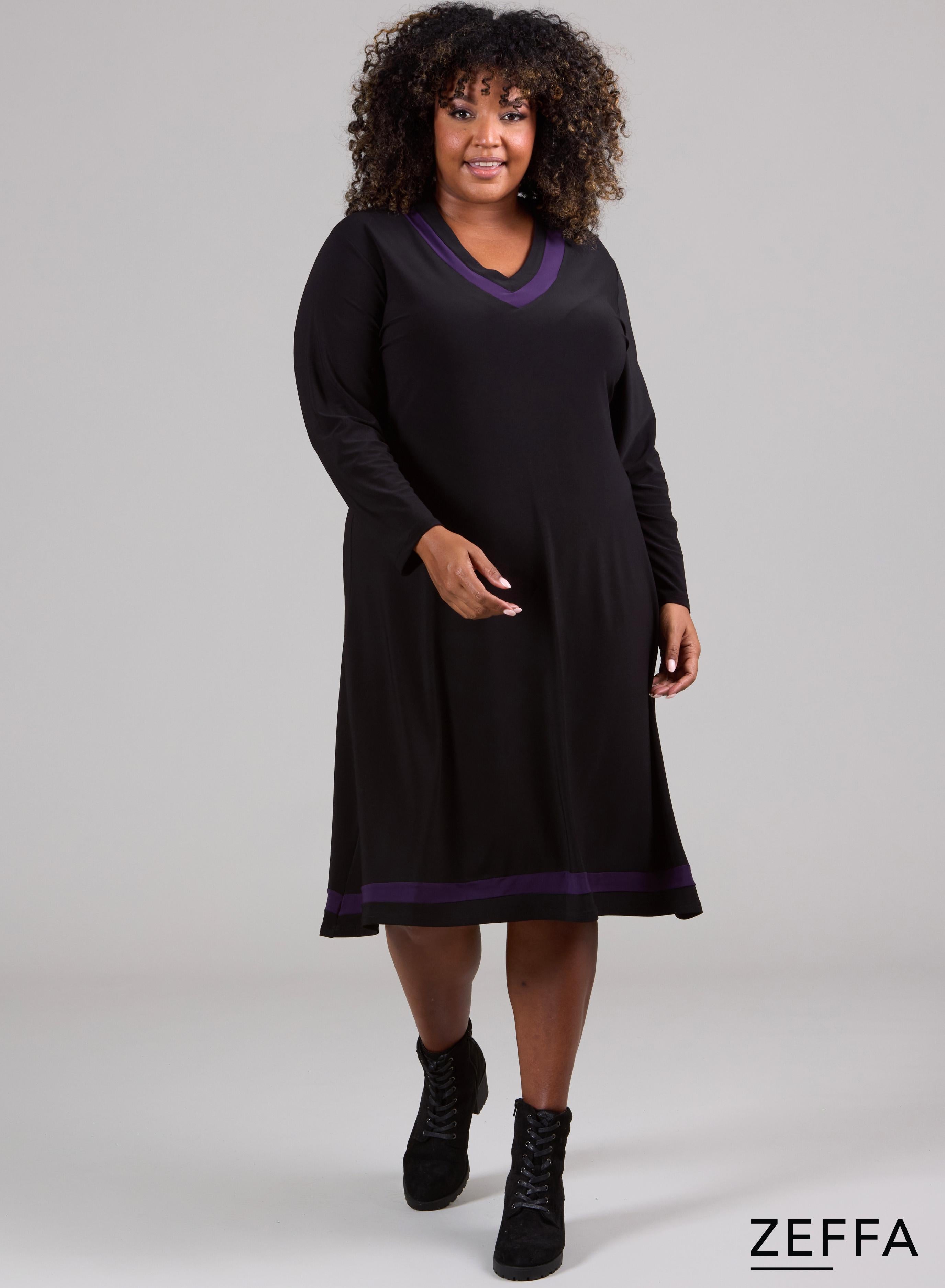 Zeffa V-Elements Dress Dark Purple