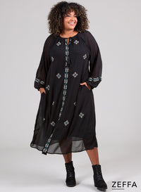 Zeffa Embroidery Dress Black