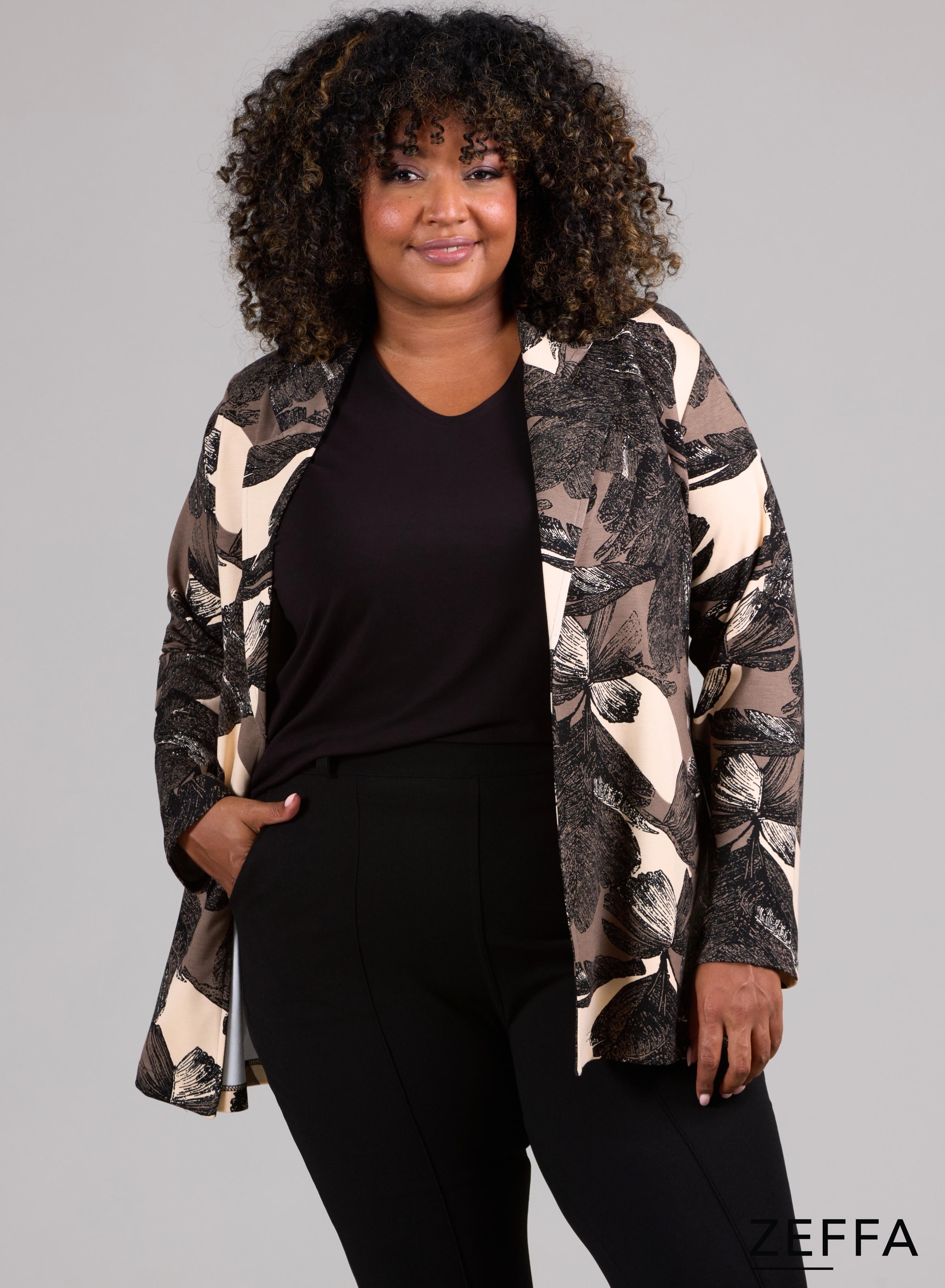 Zeffa Heavy Blazer Deep Nature Print Taupe