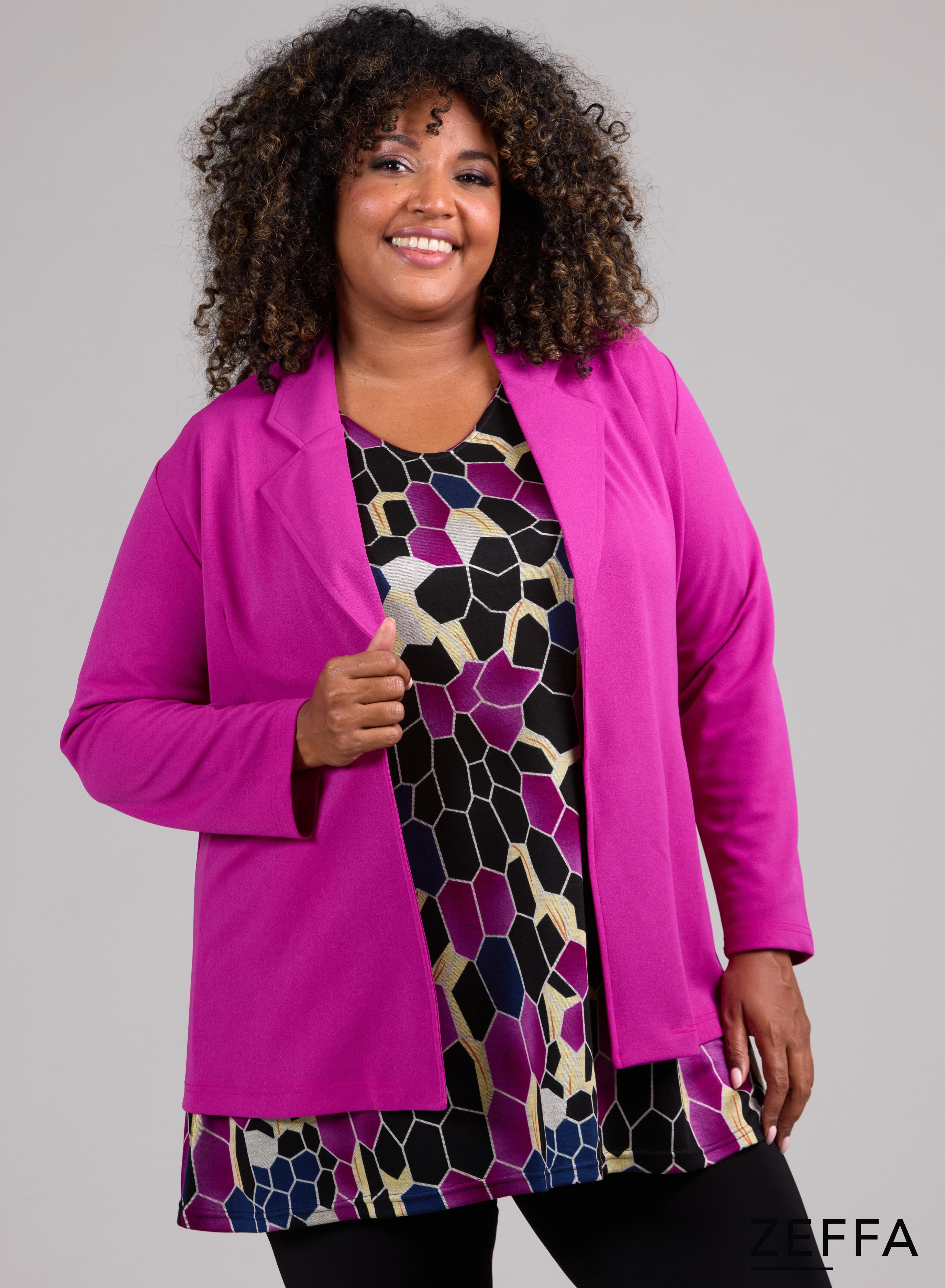 Zeffa Open Blazer Dark Fuchsia