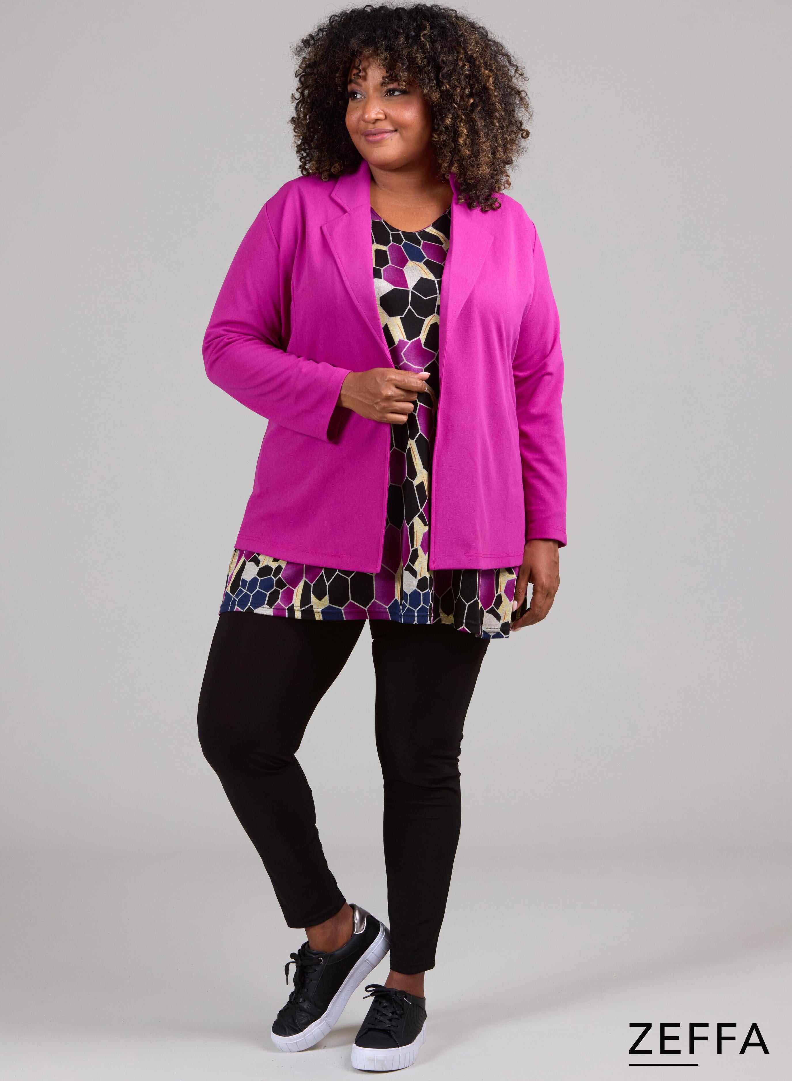 Zeffa Open Blazer Dark Fuchsia