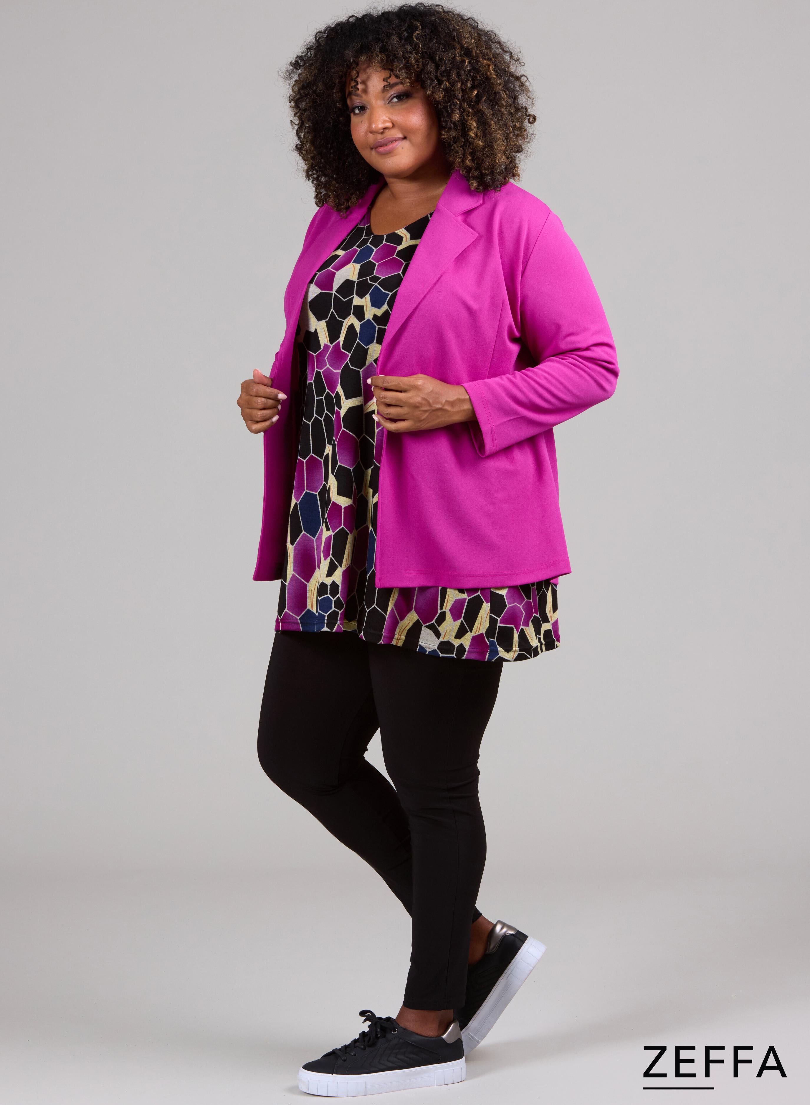 Zeffa Open Blazer Dark Fuchsia