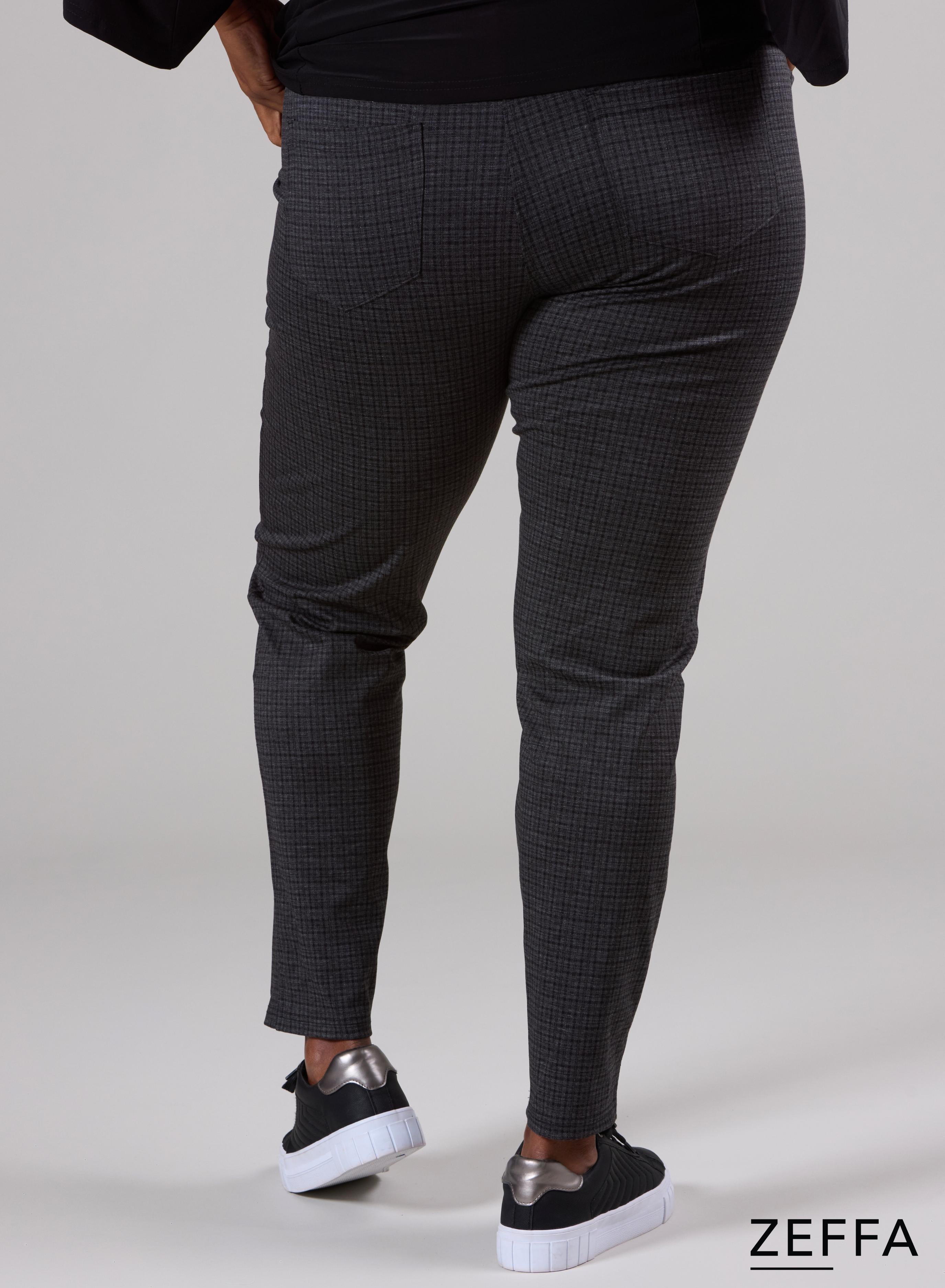 Zeffa Stretchy Warm Viscose Trouser Checks Grey