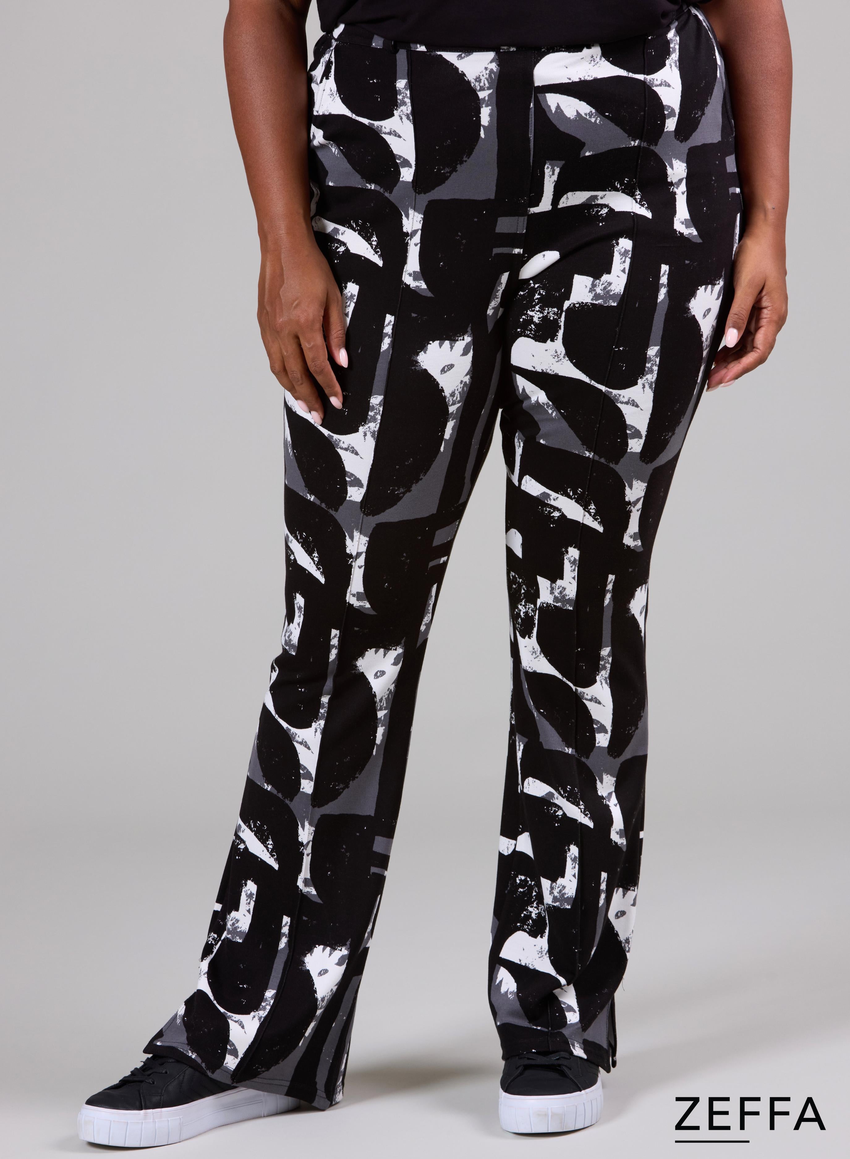 Zeffa Flared Split High Waist Trouser Artistic Shapes Black &amp; White